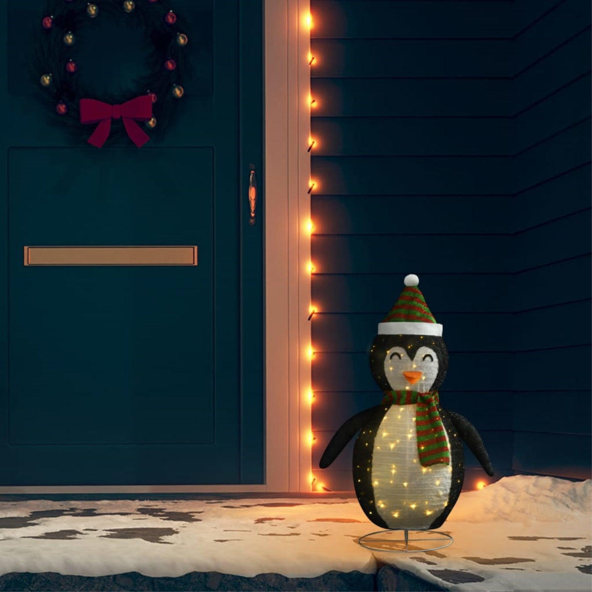 Vidaxl Decorative Christmas Snow Penguin Figure Led Luxury Fabric 23.6'