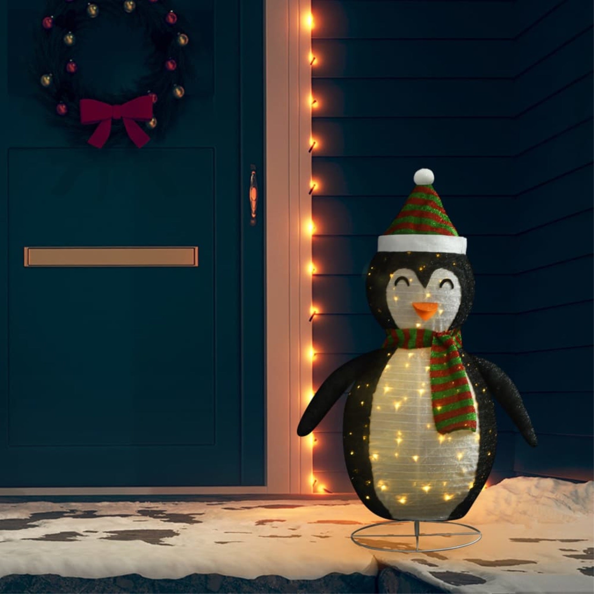 Vidaxl Decorative Christmas Snow Penguin Figure Led Luxury Fabric 47.2'
