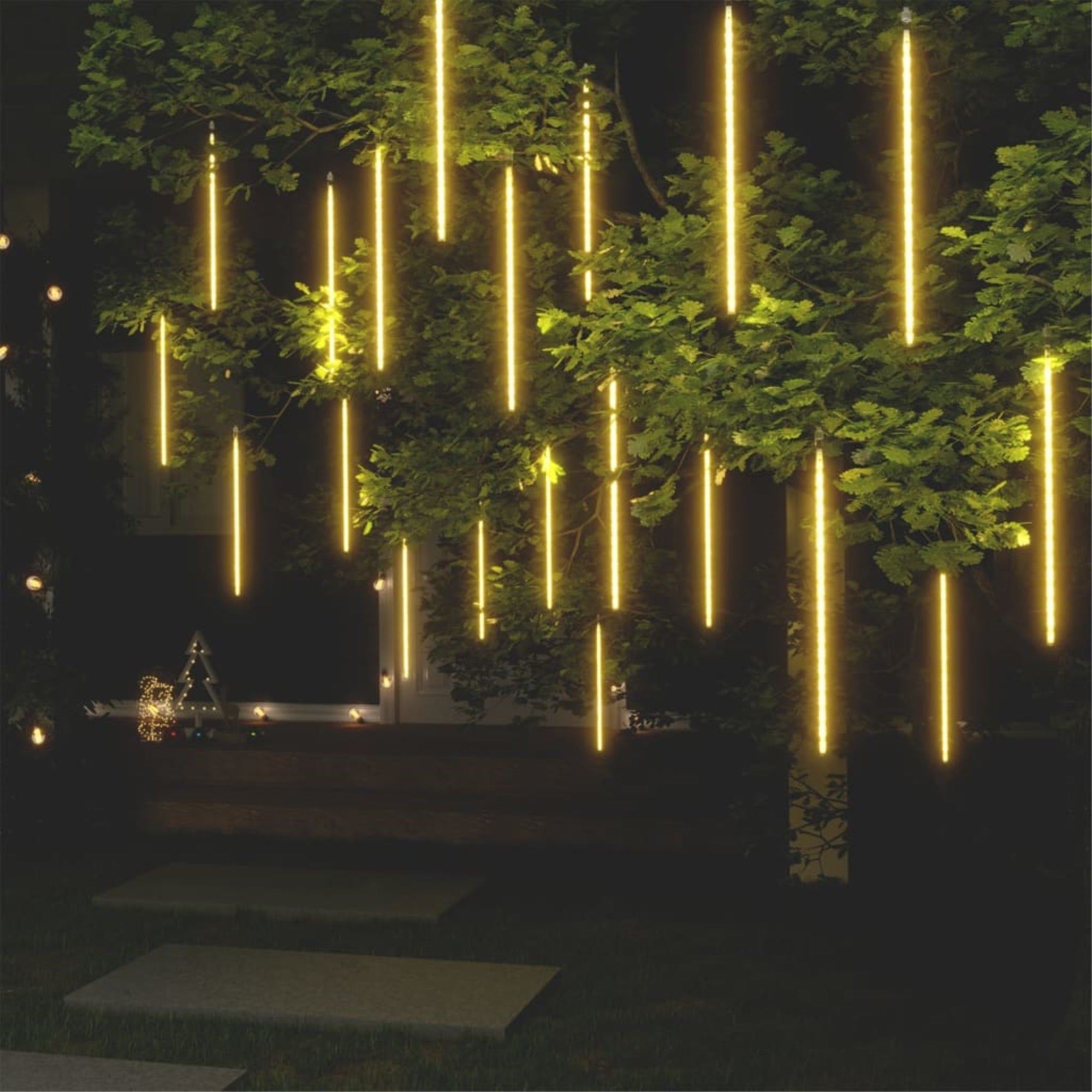 Vidaxl Meteor Lights 20 Pcs 19.7' Warm White 720 Leds Indoor Outdoor