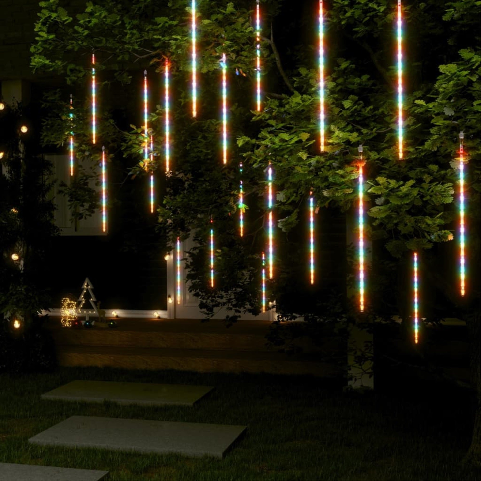 Vidaxl Meteor Lights 20 Pcs 19.7' Colorful 720 Leds Indoor Outdoor