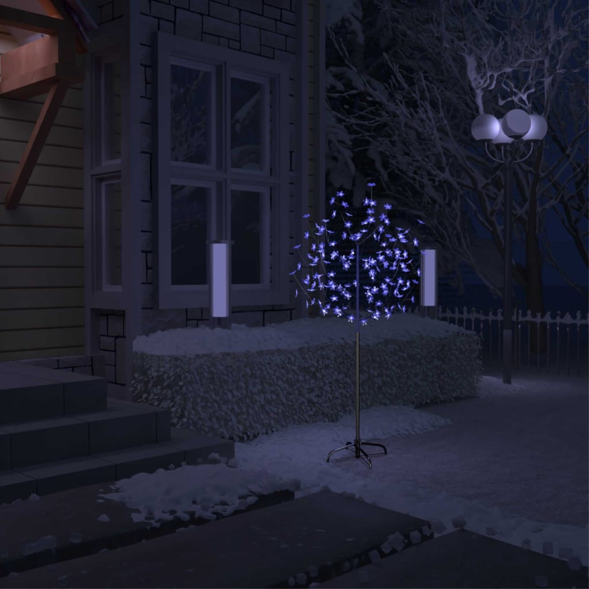 Vidaxl Christmas Tree 120 Leds Blue Light Cherry Blossom 59.1'