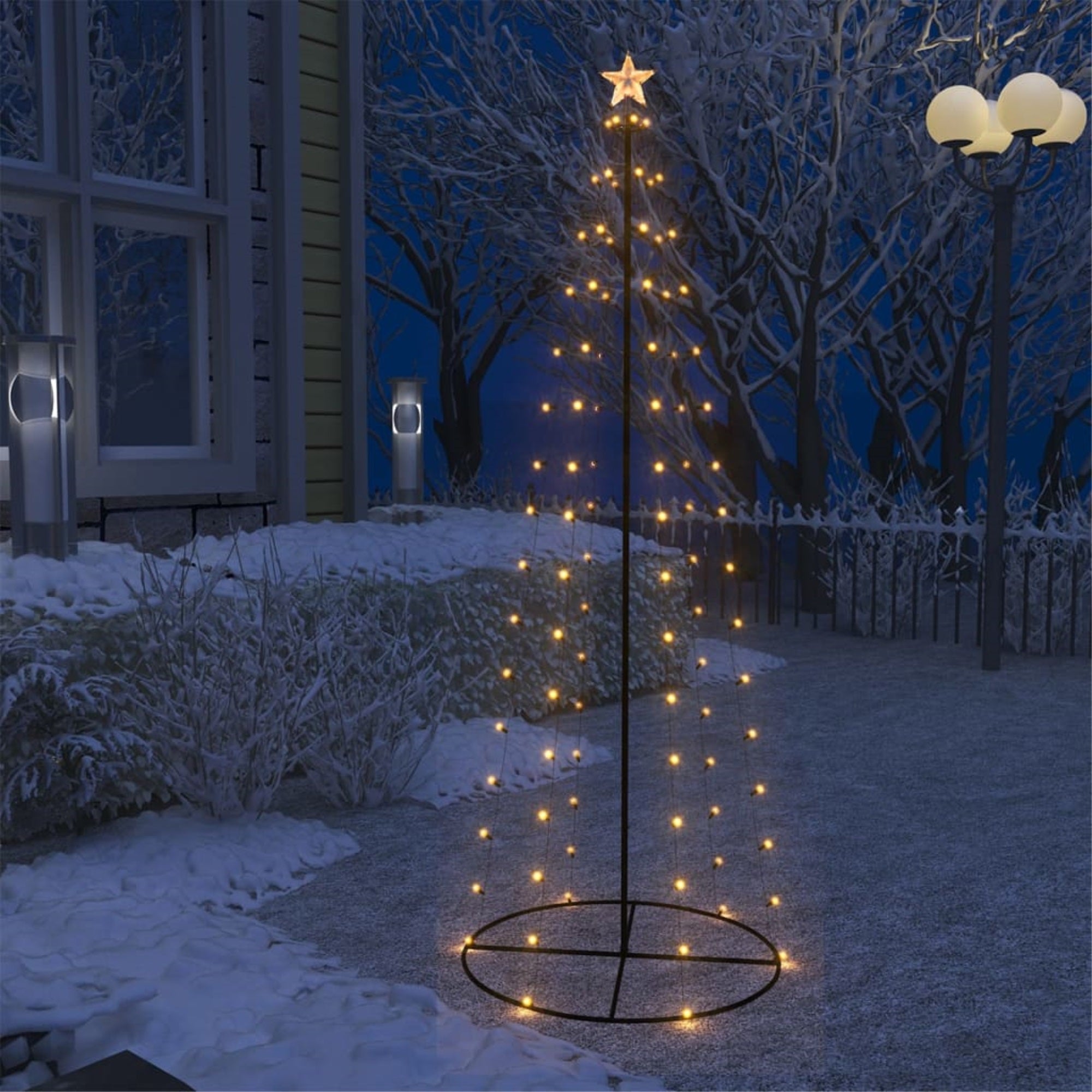 Vidaxl Christmas Cone Tree Warm White 100 Leds Decoration 27.6'X70.9'
