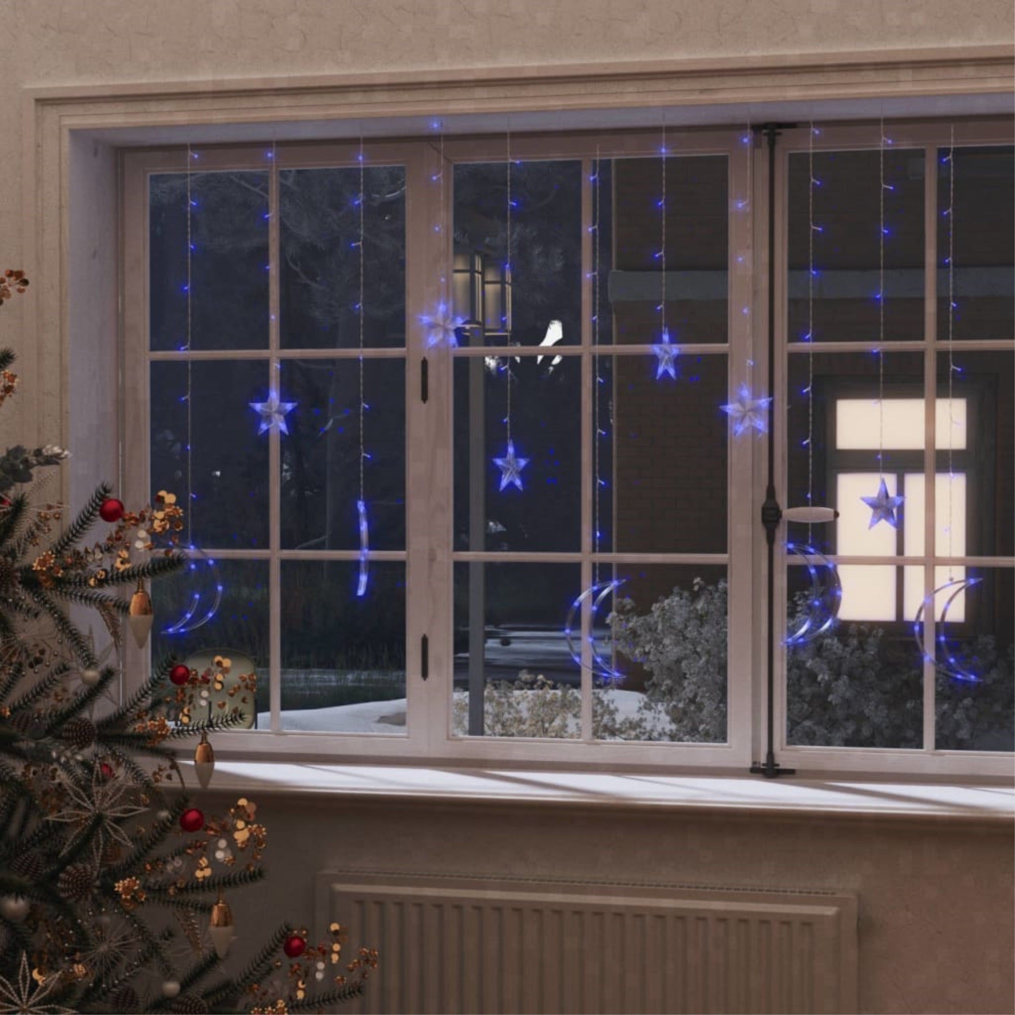 Vidaxl Star And Moon Fairy Lights Remote Control 138 Led Blue