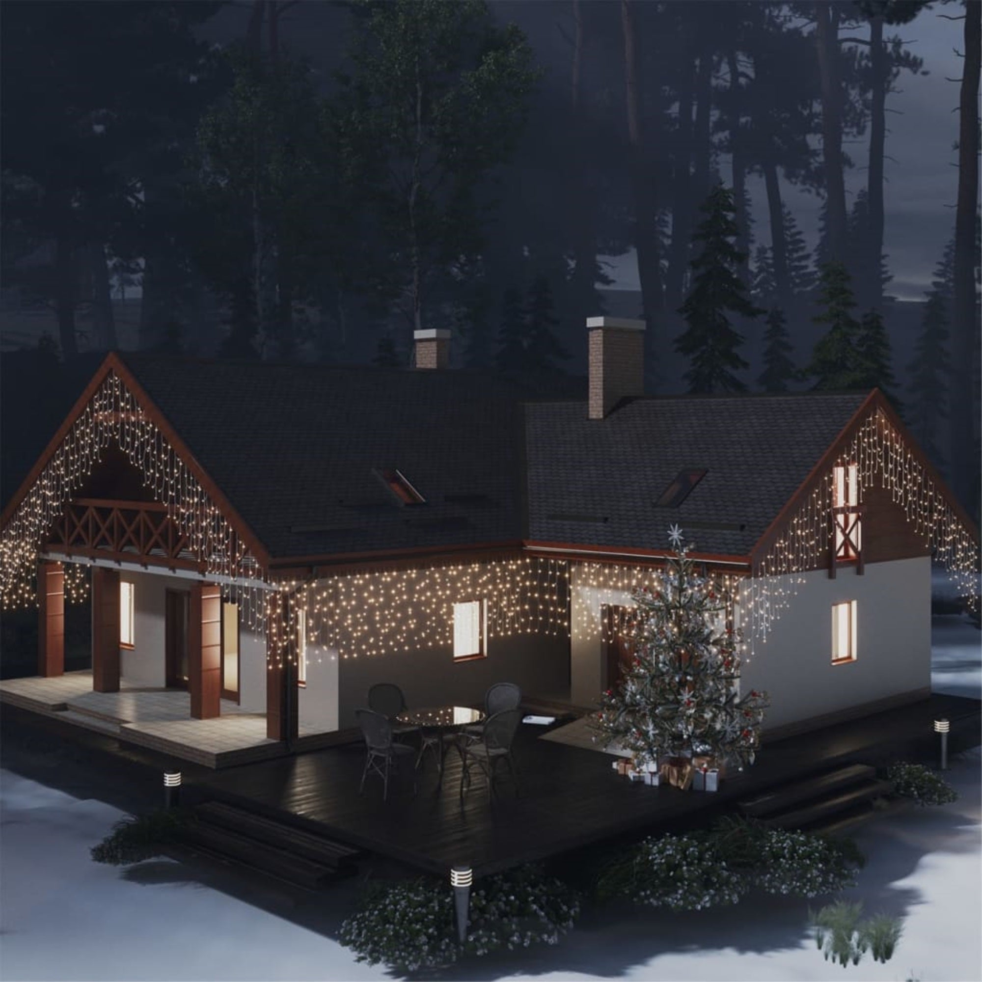 Vidaxl Led Curtain Icicle Lights 393.7' 400 Led Warm White 8 Function