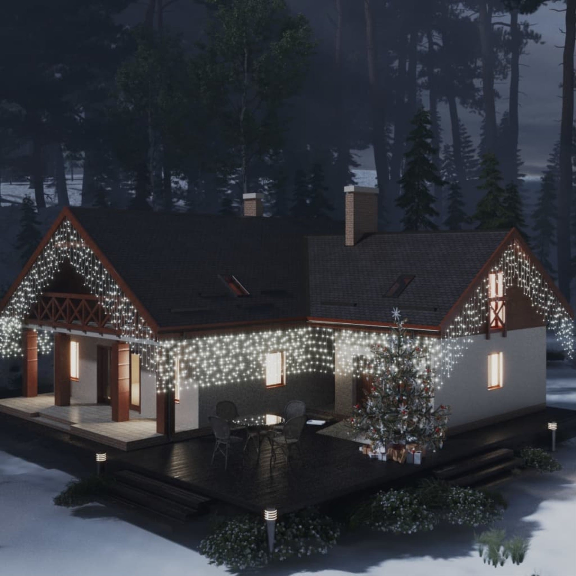 Vidaxl Led Curtain Icicle Lights 393.7' 400 Led Cold White 8 Function