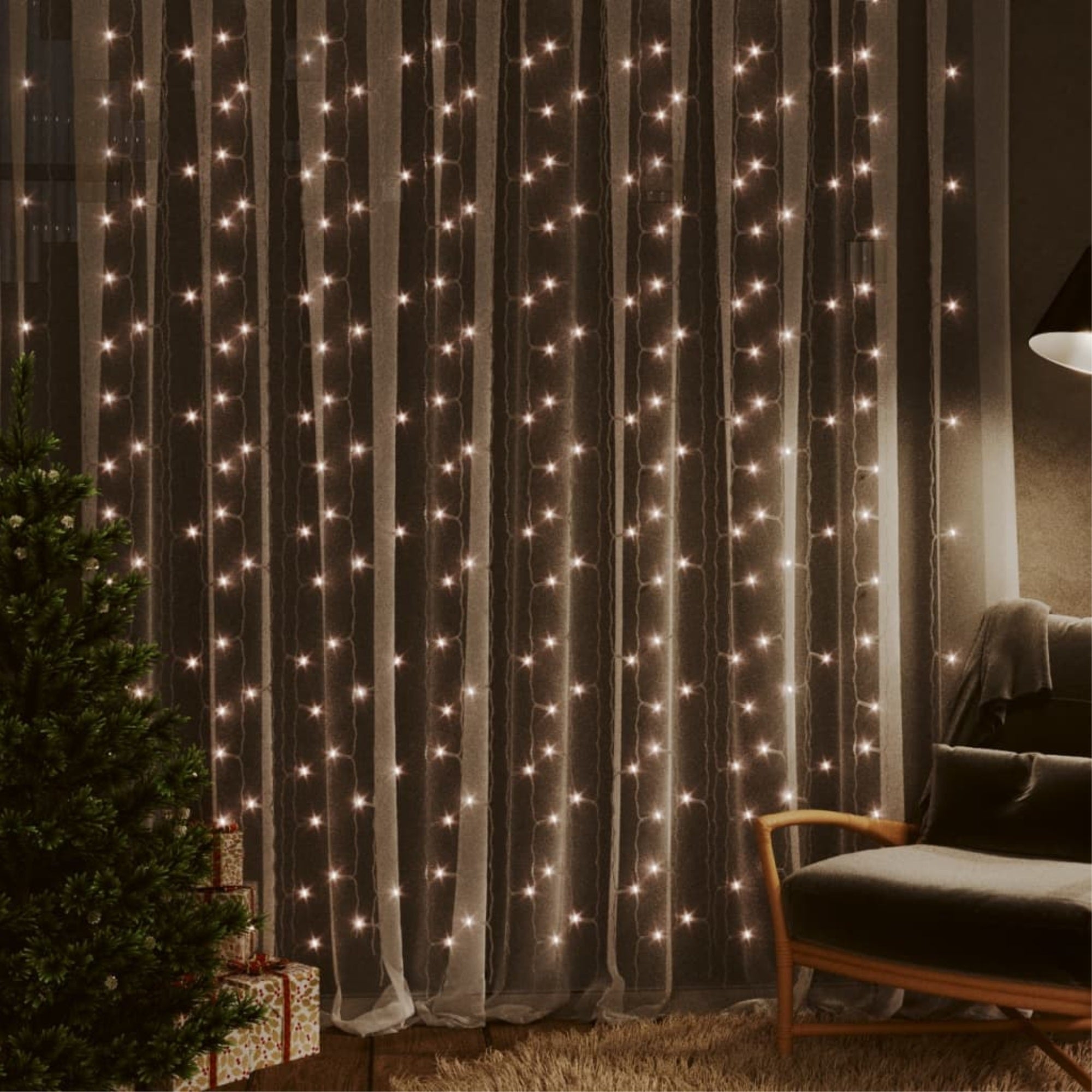 Vidaxl Led Curtain Fairy Lights 1.2'X1.2' 300 Led Warm White 8 Function
