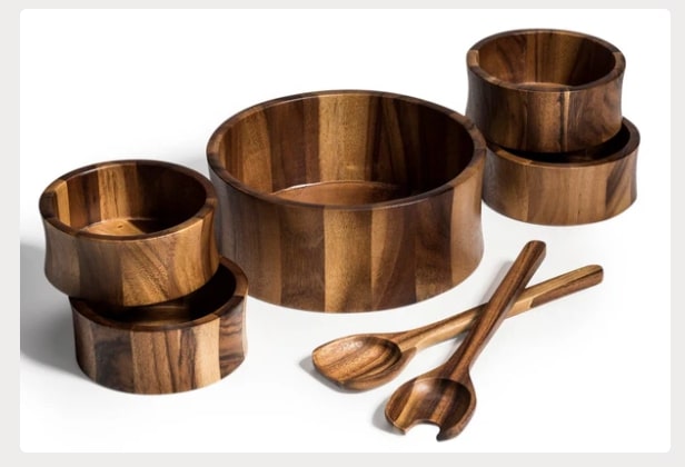 Kalmar Home 7 Piece - Large Salad Bowl with Servers and 4 Individuals