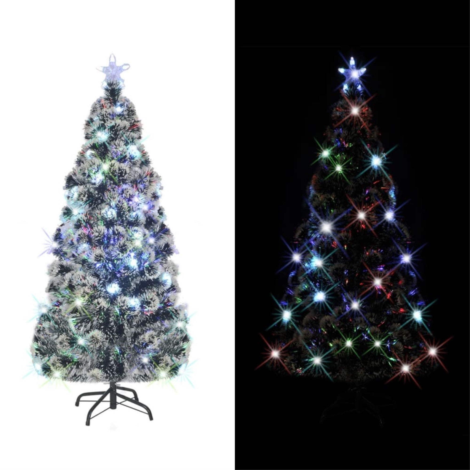 Vidaxl Christmas Tree With Leds Green And White 59.1' Fiber Optic