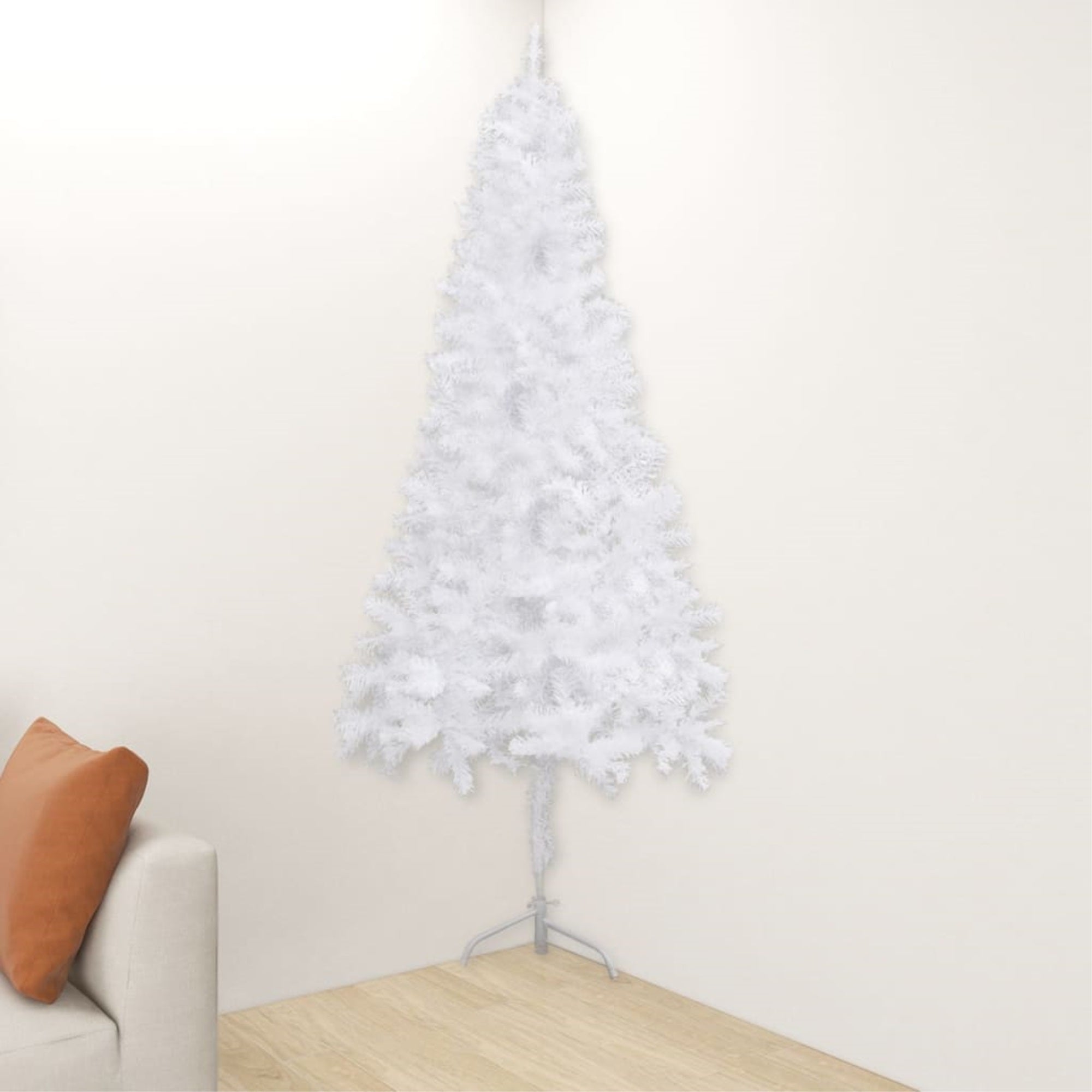 Vidaxl Corner Artificial Christmas Tree White 70.9' Pvc