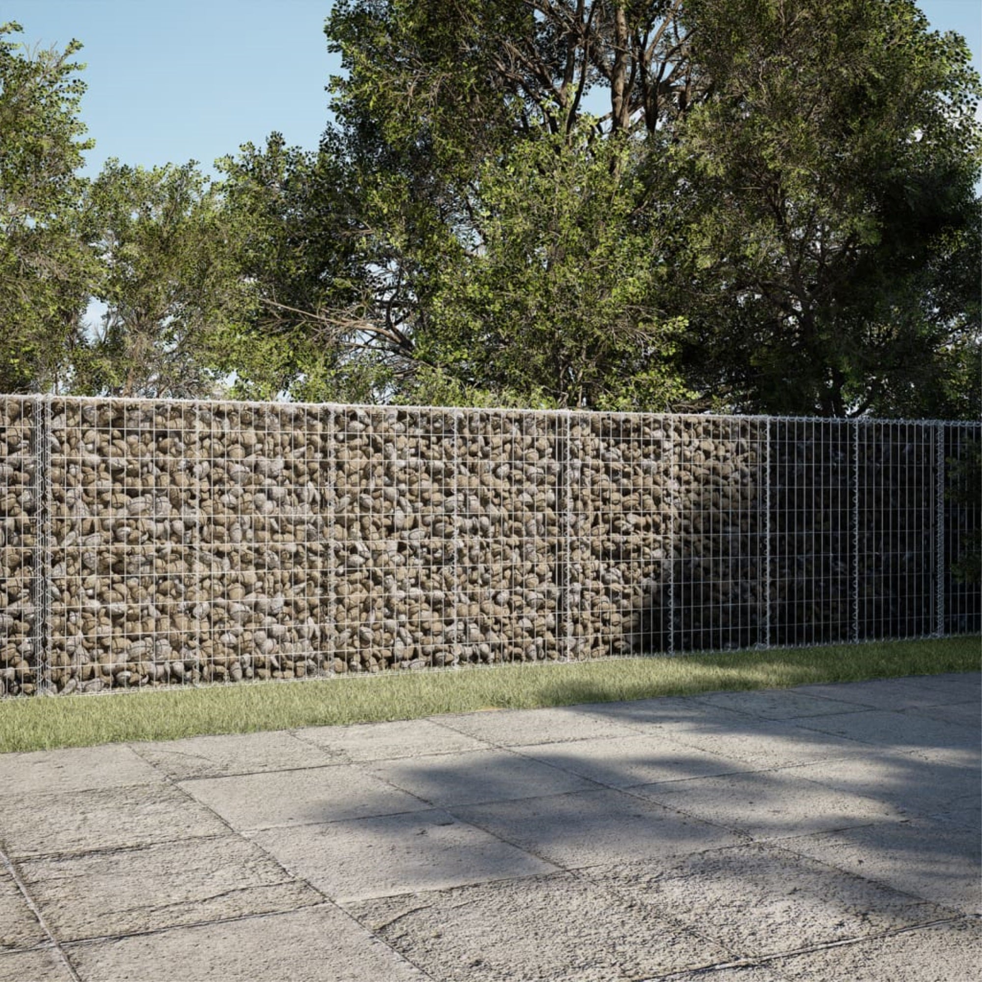 vidaXL Gabion Basket with Cover 354.3″x19.7″x39.4″ Galvanized Iron