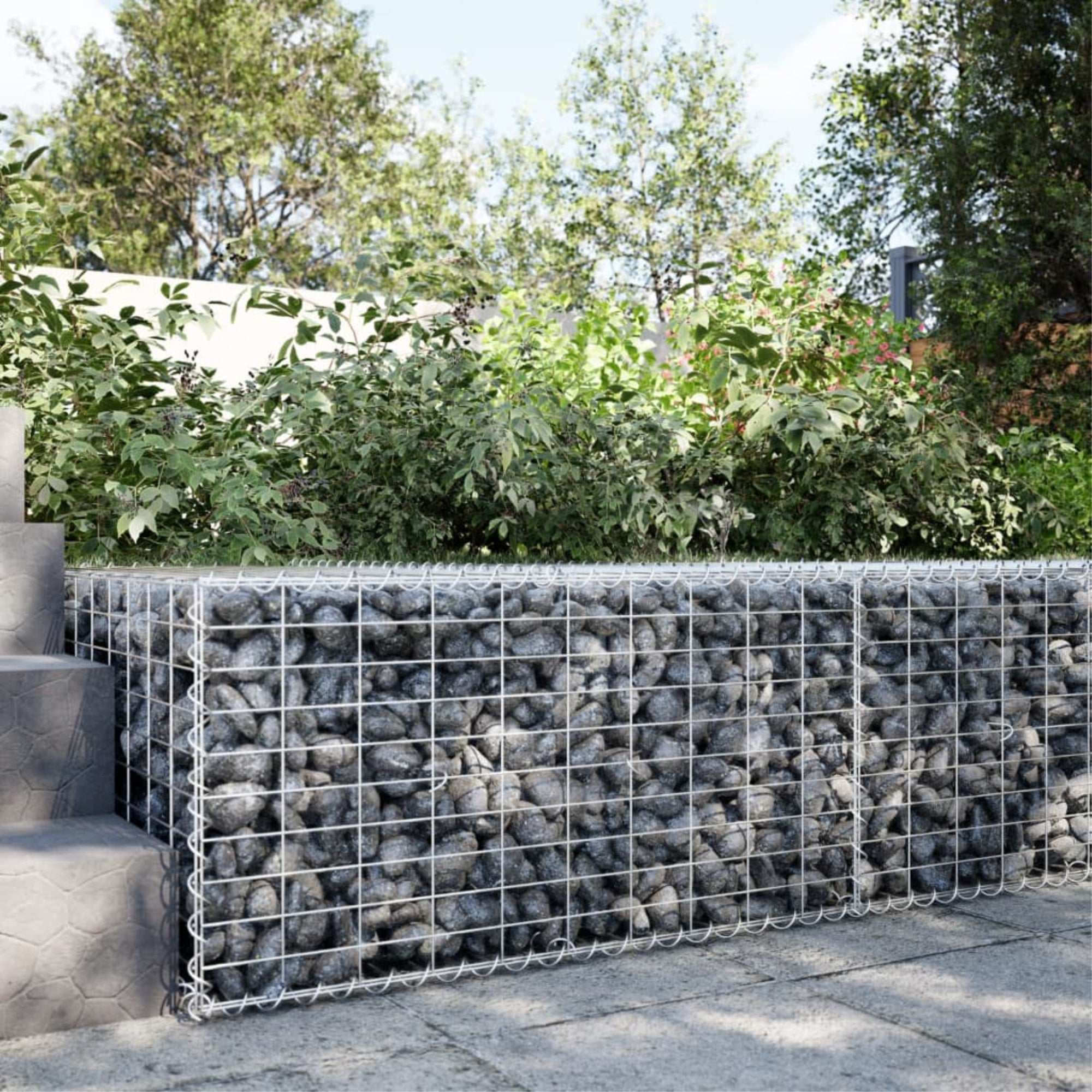 vidaXL Gabion Basket with Cover 39.4″x39.4″x19.7″ Galvanized Iron
