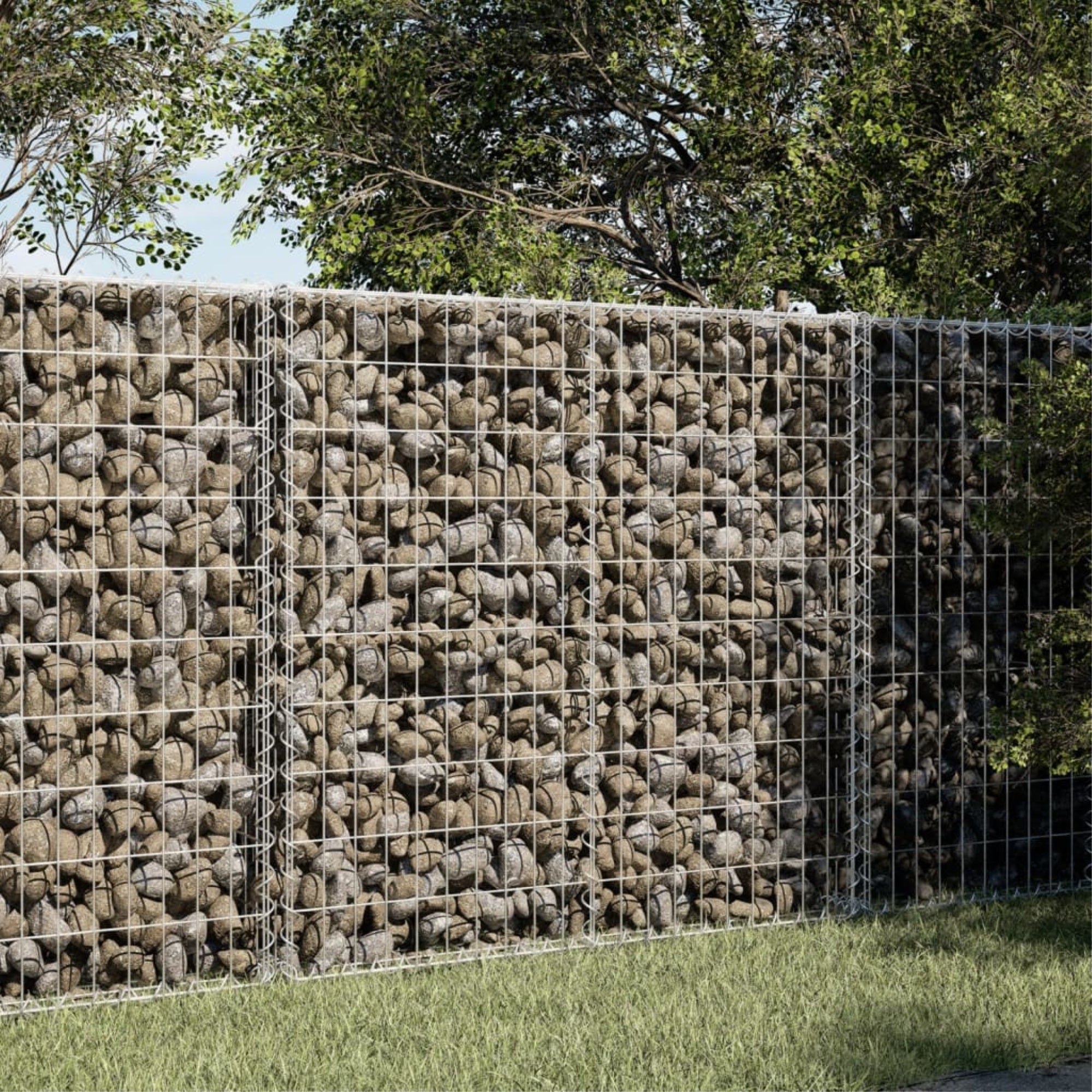 vidaXL Gabion Basket with Cover 39.4″x39.4″x39.4″ Galvanized Iron