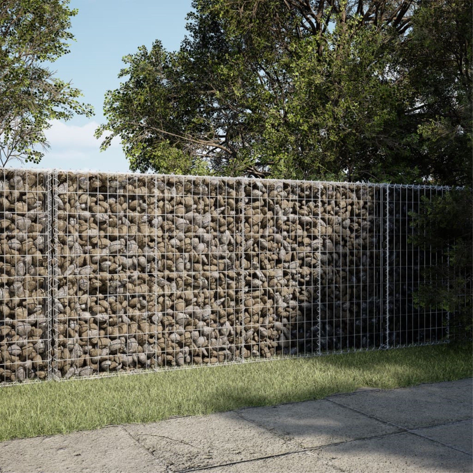 vidaXL Gabion Basket with Cover 78.7″x39.4″x39.4″ Galvanized Iron