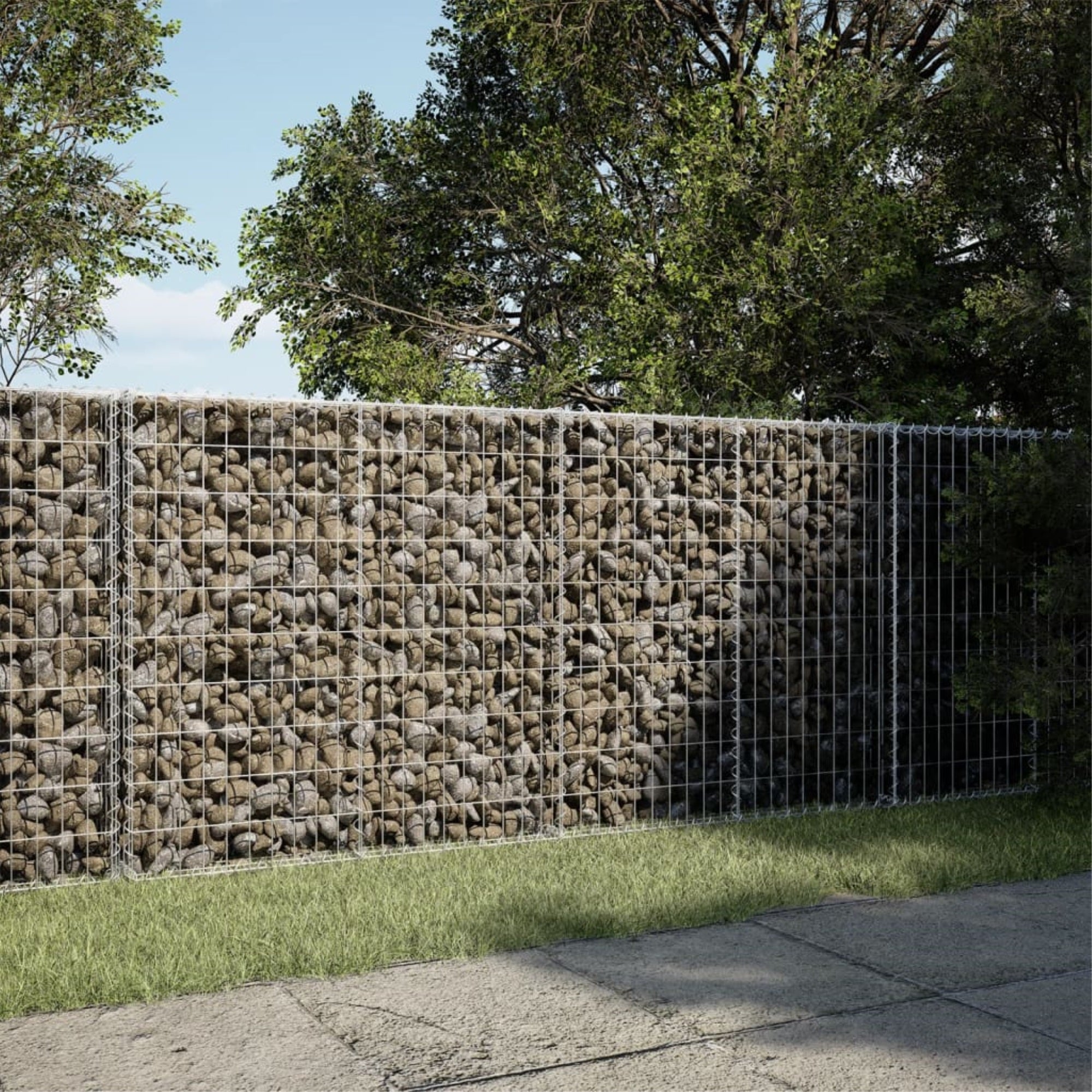 vidaXL Gabion Basket with Cover 98.4″x39.4″x39.4″ Galvanized Iron