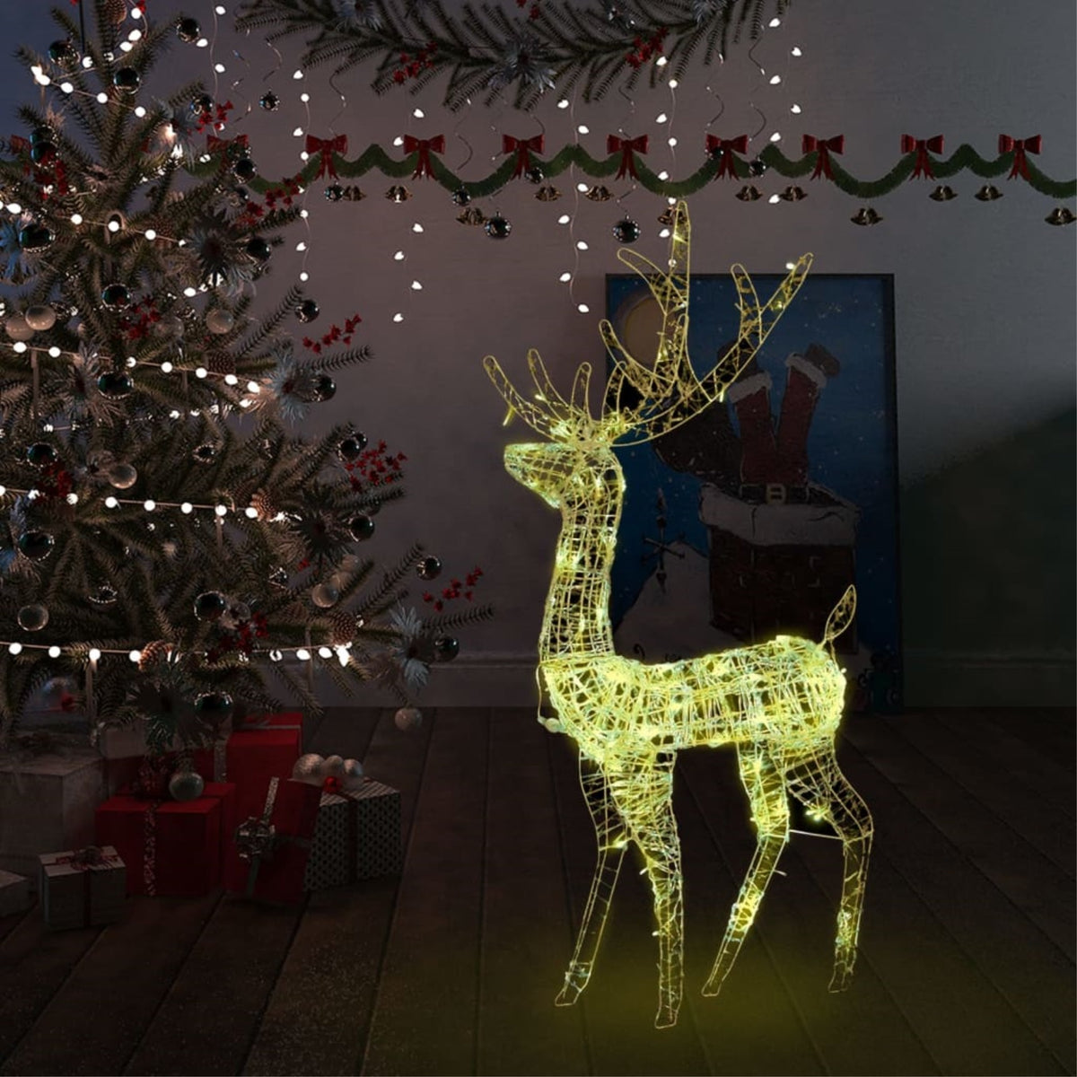 Vidaxl Acrylic Reindeer Christmas Decoration 140 Leds 50.4' Warm White