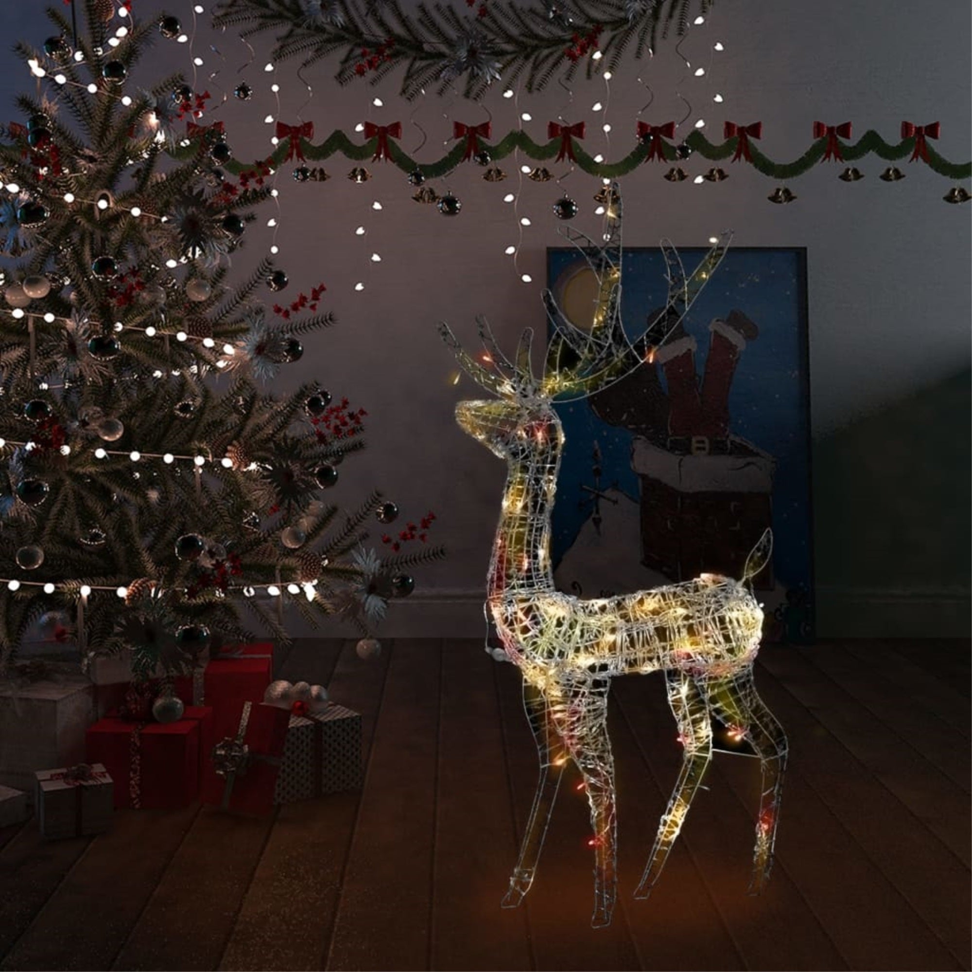 Vidaxl Acrylic Reindeer Christmas Decoration 140 Leds 50.4' Colorful