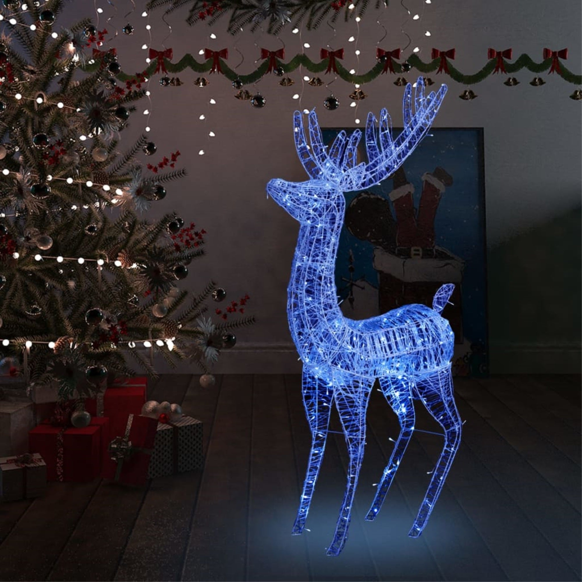 Vidaxl Xxl Acrylic Christmas Reindeer 250 Led 70.9' Blue