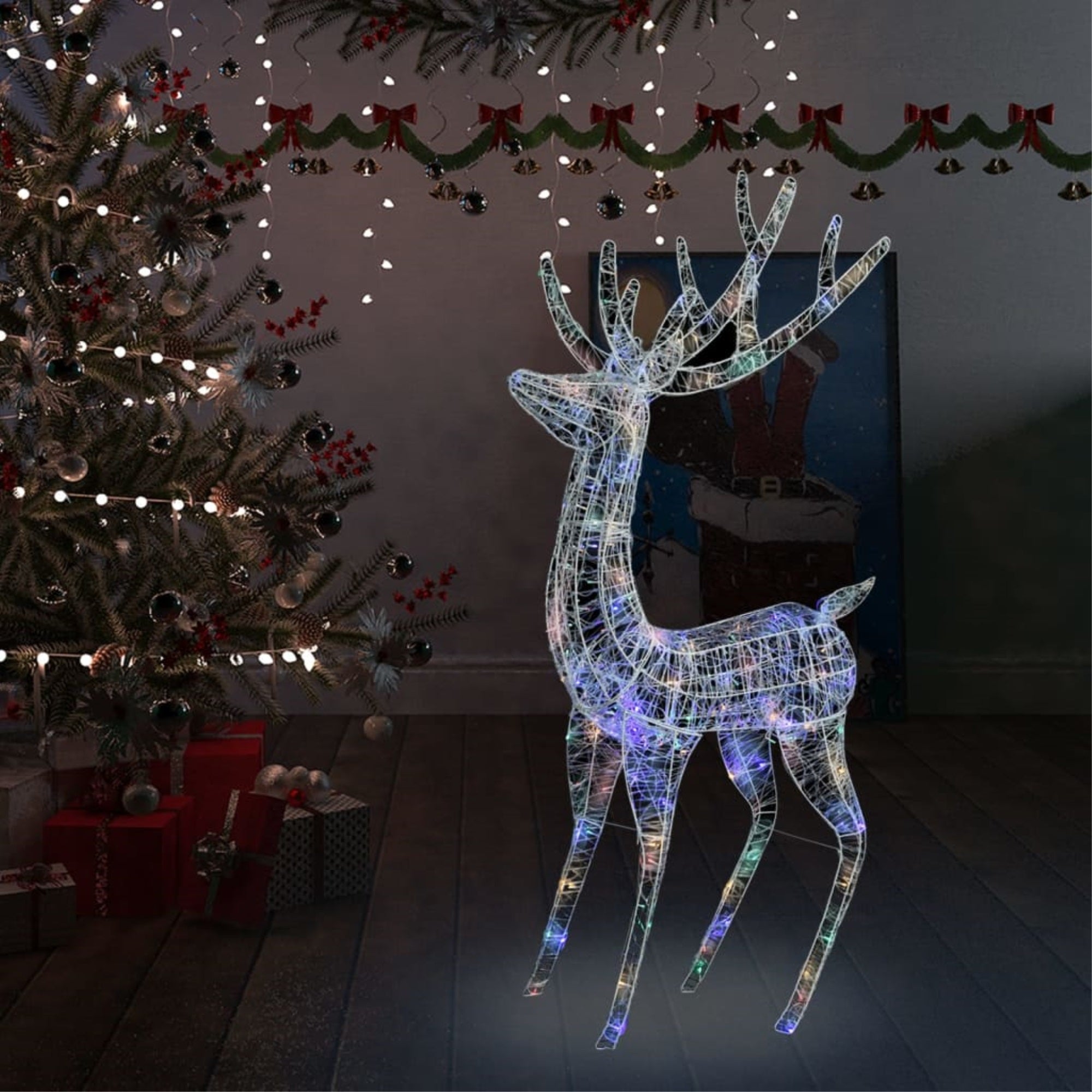 Vidaxl Xxl Acrylic Christmas Reindeer 250 Led 70.9' Colorful