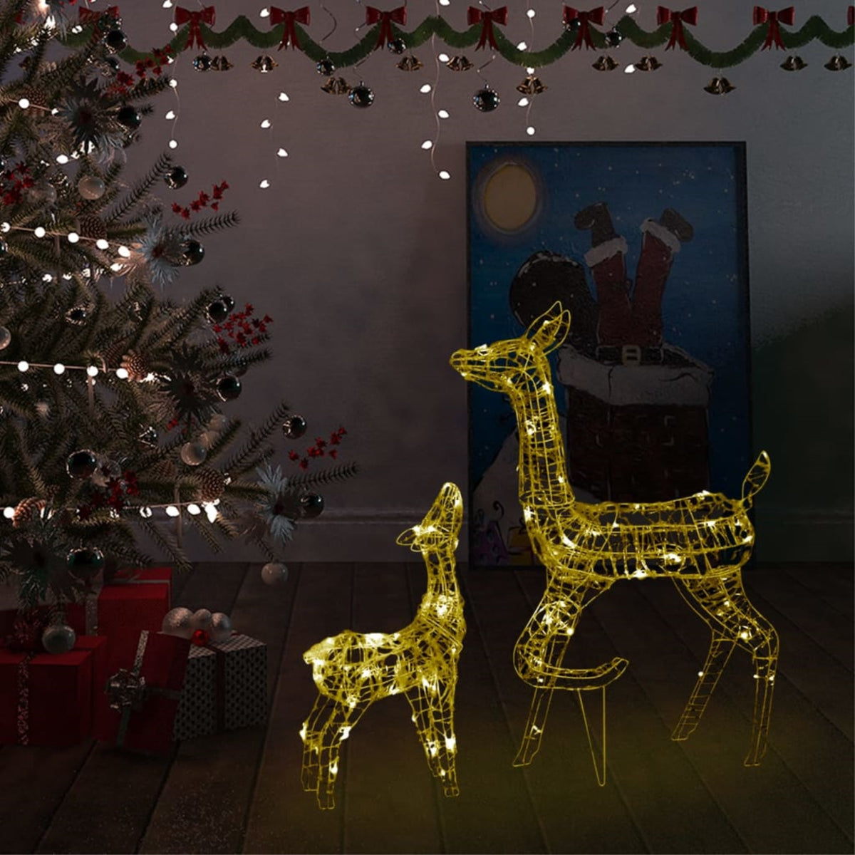 Vidaxl Acrylic Reindeer Family Christmas Decoration 160 Led Warm White