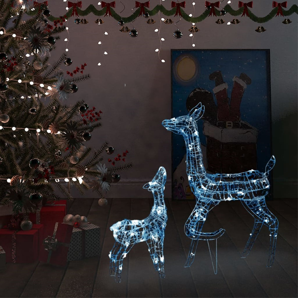 Vidaxl Acrylic Reindeer Family Christmas Decoration 160 Led Cold White