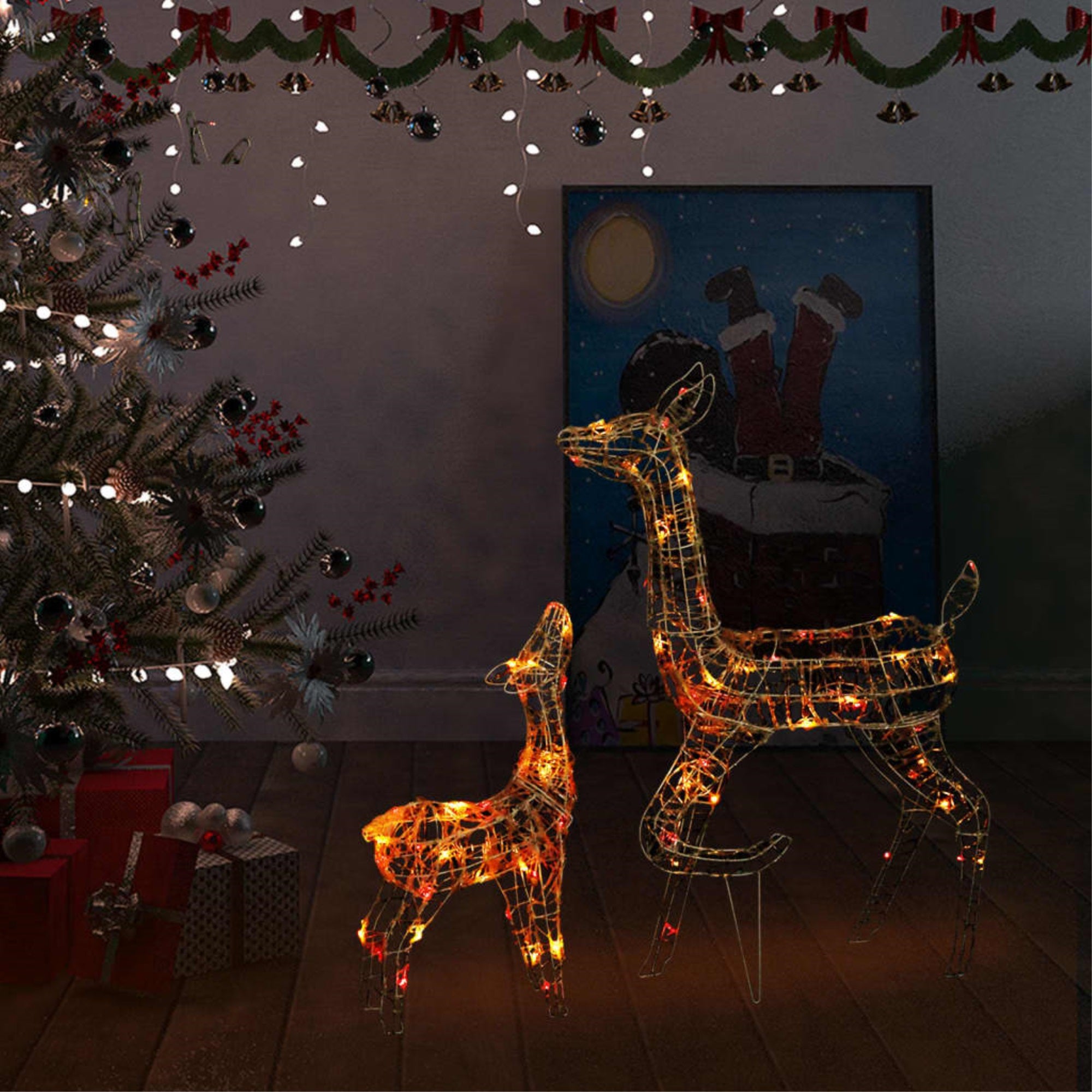 Vidaxl Acrylic Reindeer Family Christmas Decoration 160 Led Colorful