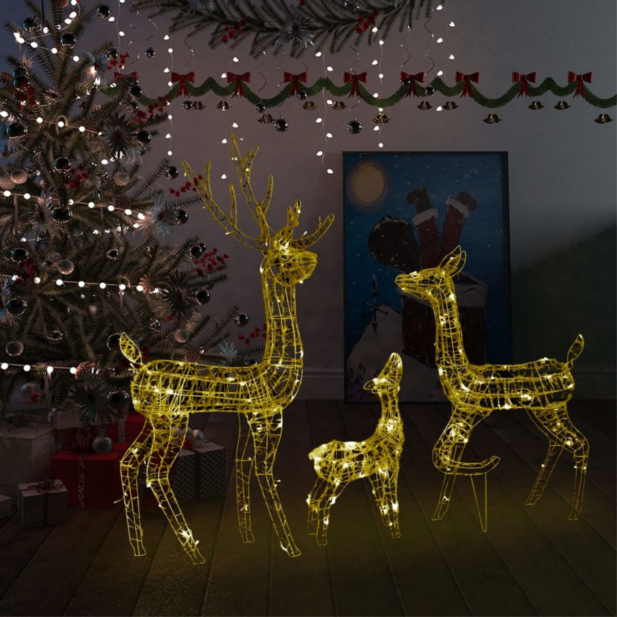 Vidaxl Acrylic Reindeer Family Christmas Decoration 300 Led Warm White