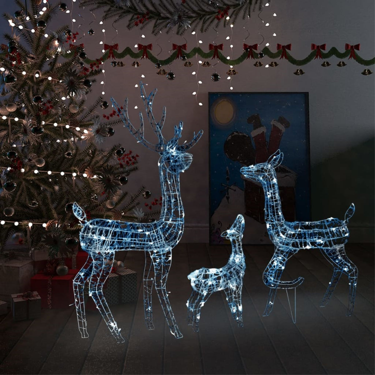 Vidaxl Acrylic Reindeer Family Christmas Decoration 300 Led Cold White