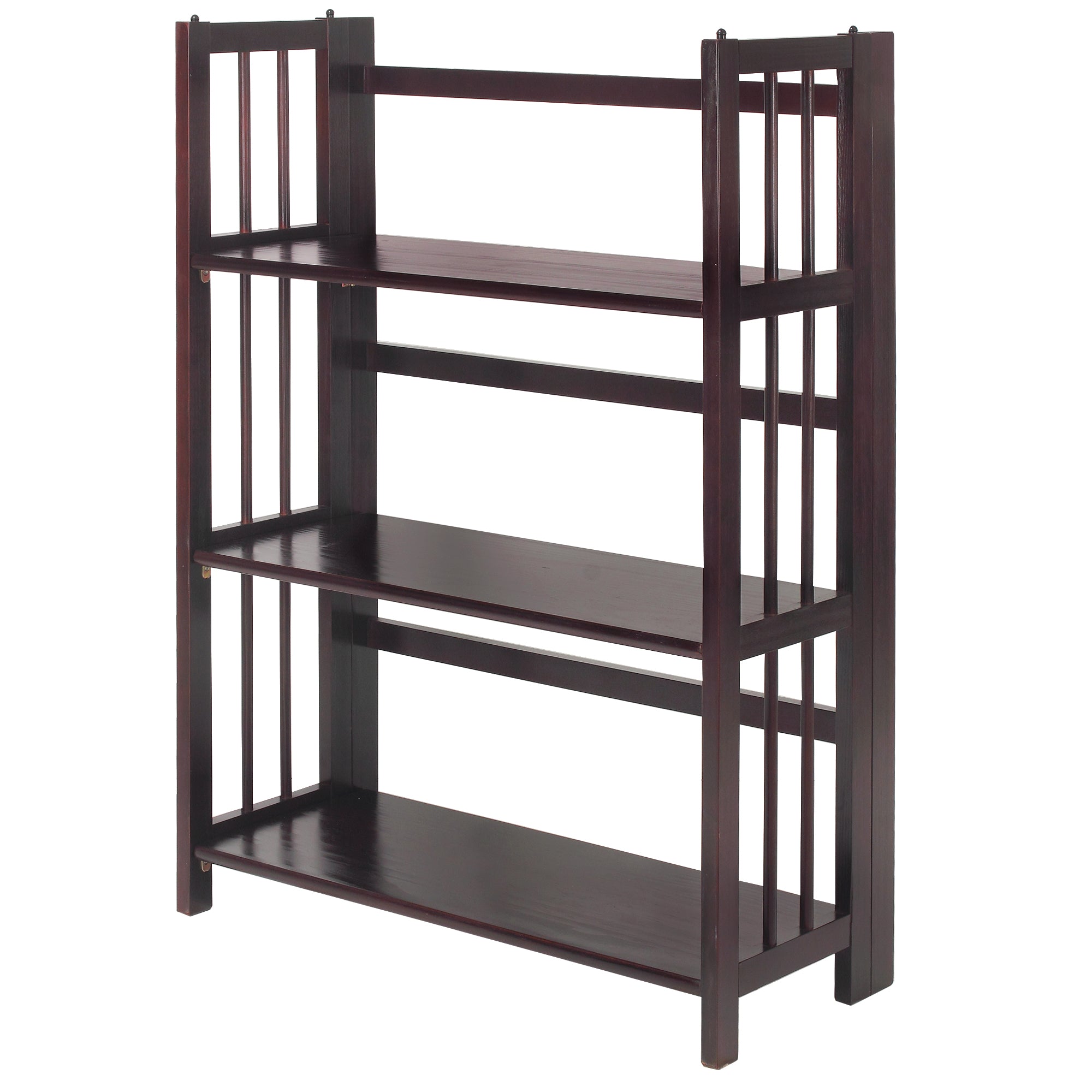 3-Shelf Folding Stackable Bookcase 27.5' Wide-Espresso