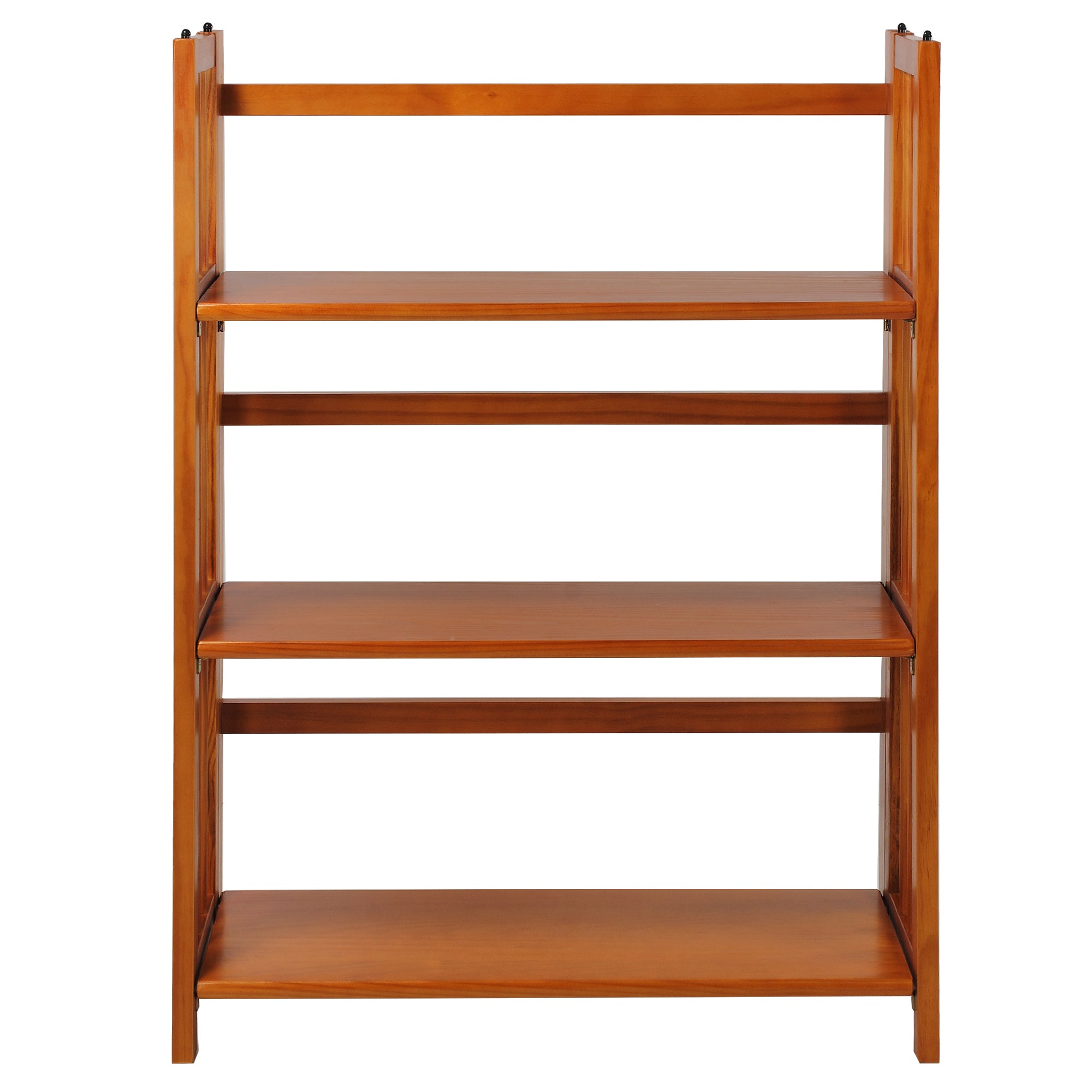 3-Shelf Folding Stackable Bookcase 27.5' Wide-Honey Oak