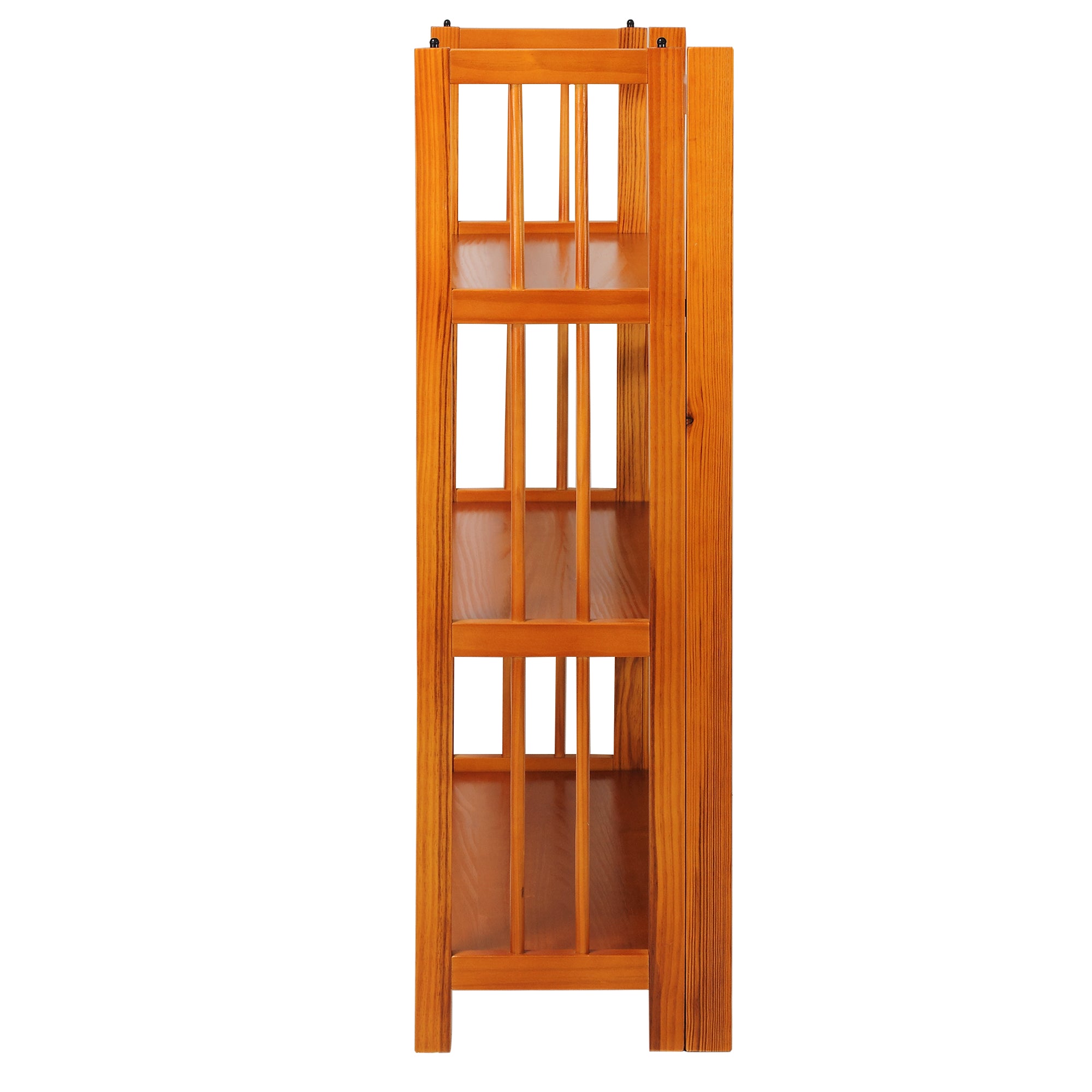 3-Shelf Folding Stackable Bookcase 27.5' Wide-Honey Oak