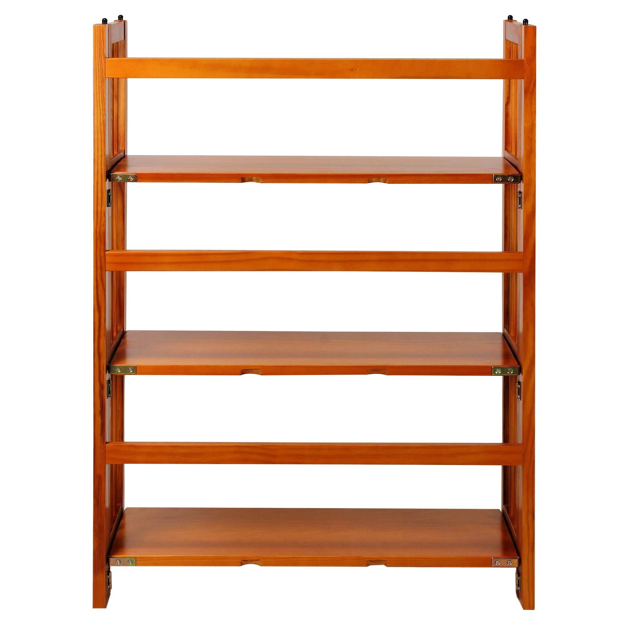 3-Shelf Folding Stackable Bookcase 27.5' Wide-Honey Oak