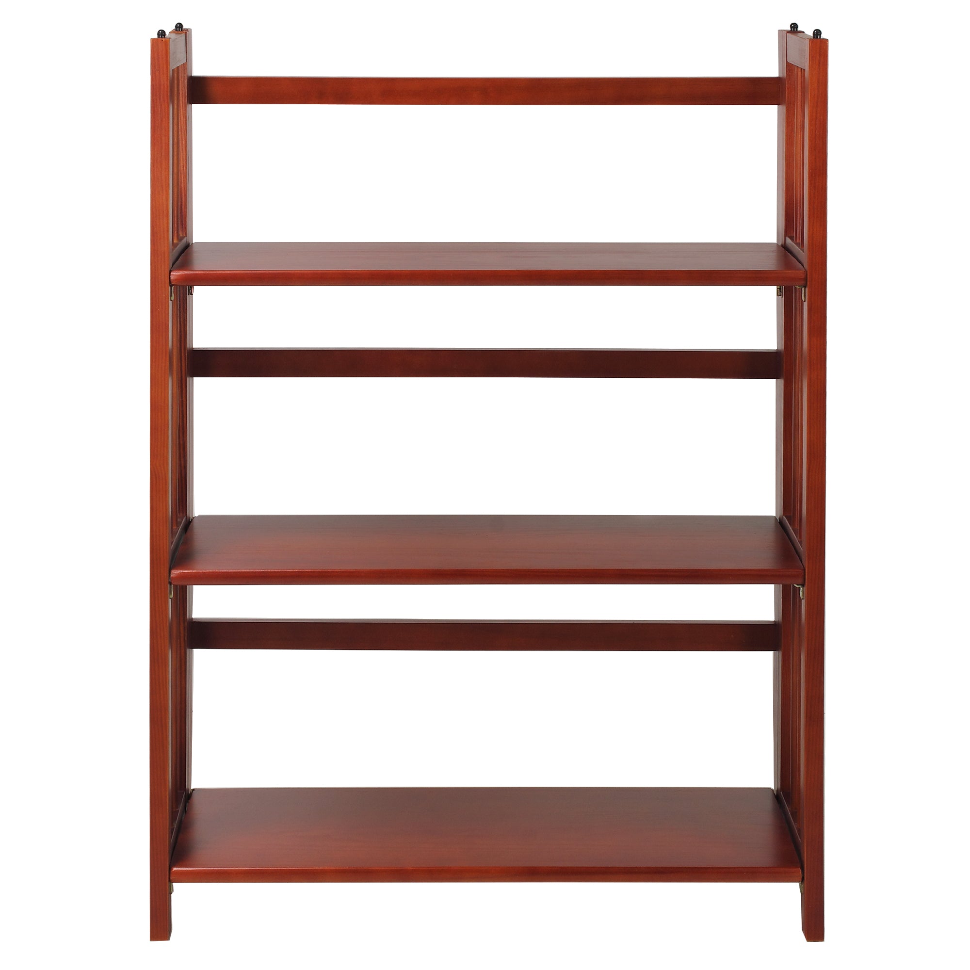 3-Shelf Folding Stackable Bookcase 27.5' Wide-Mahogany