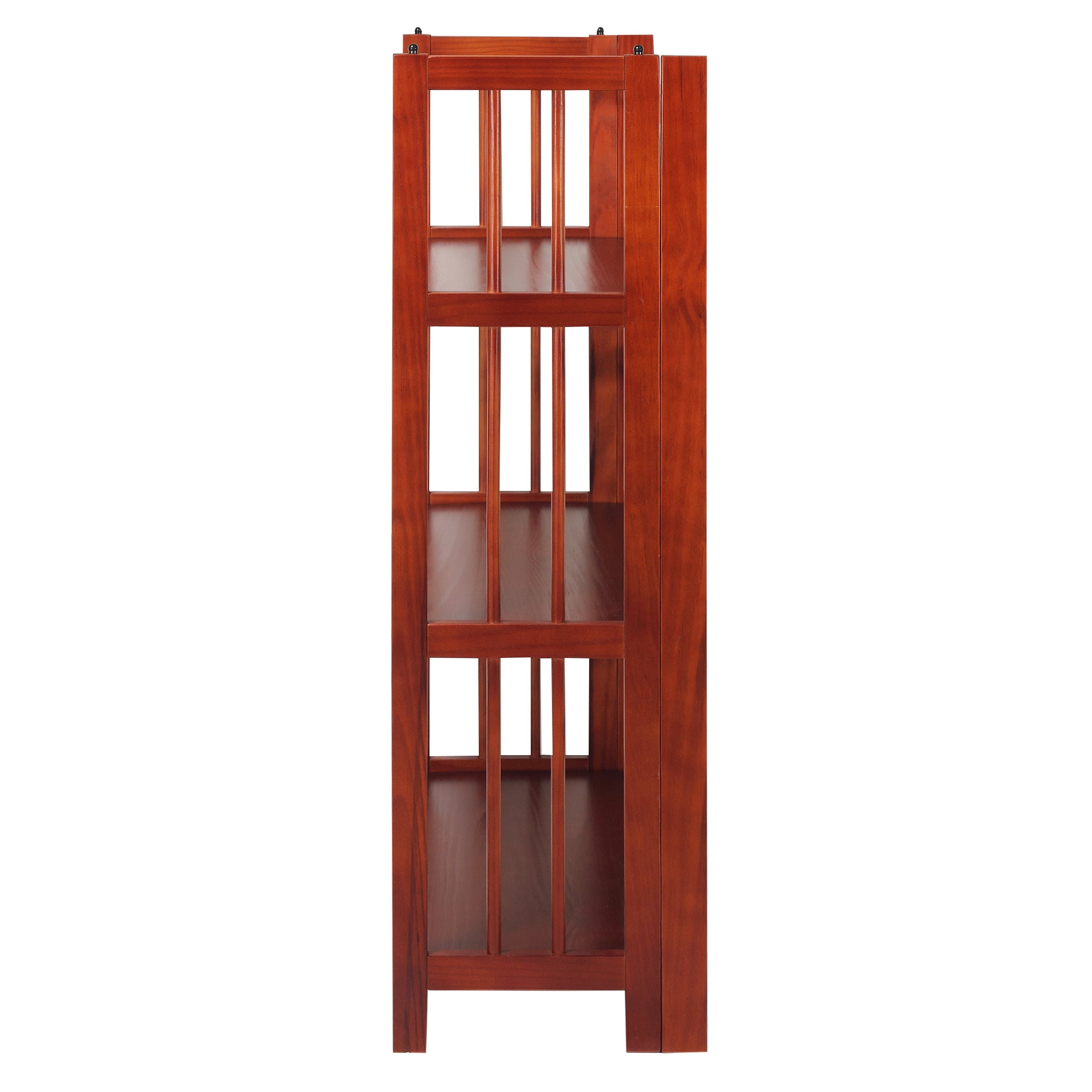 3-Shelf Folding Stackable Bookcase 27.5' Wide-Mahogany