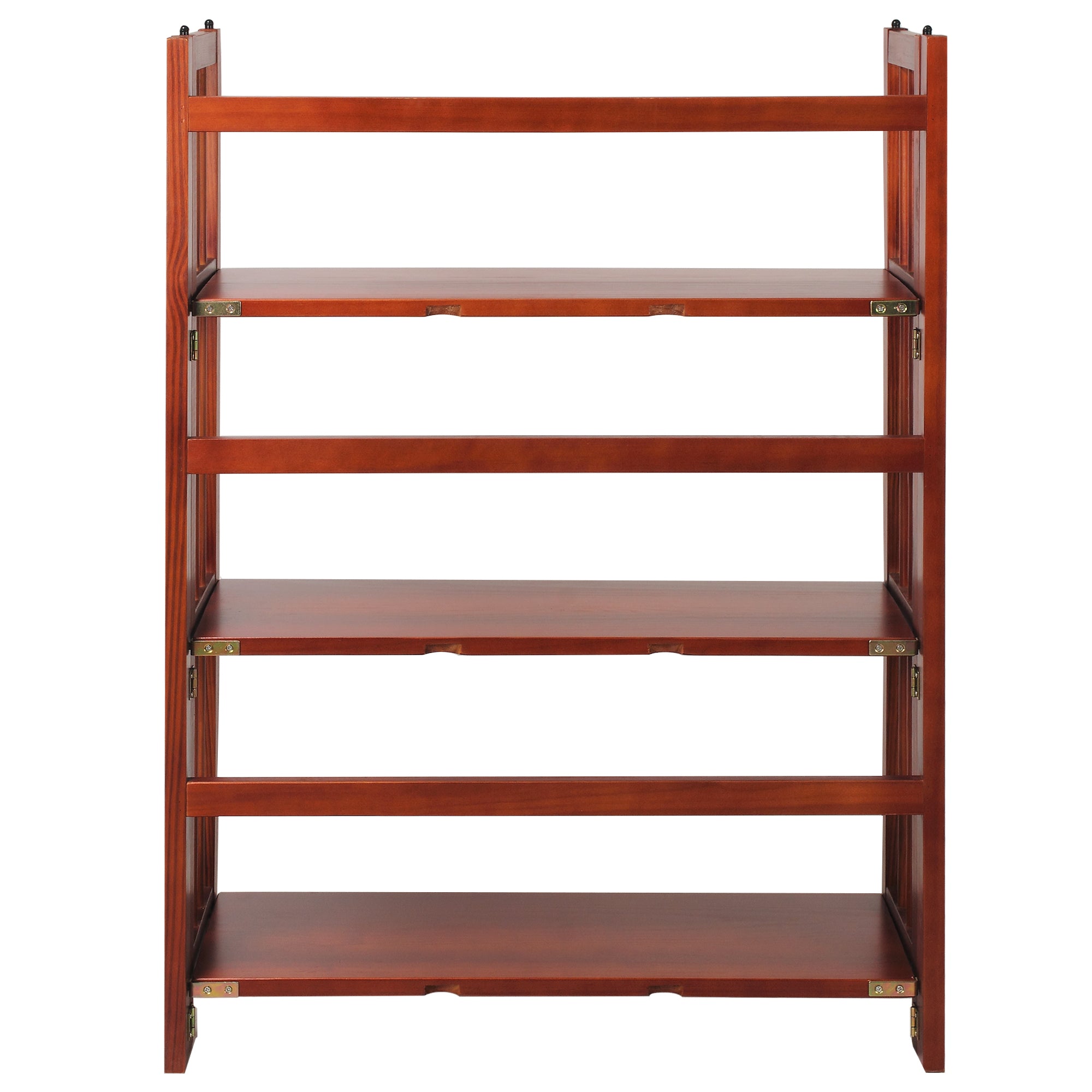 3-Shelf Folding Stackable Bookcase 27.5' Wide-Mahogany