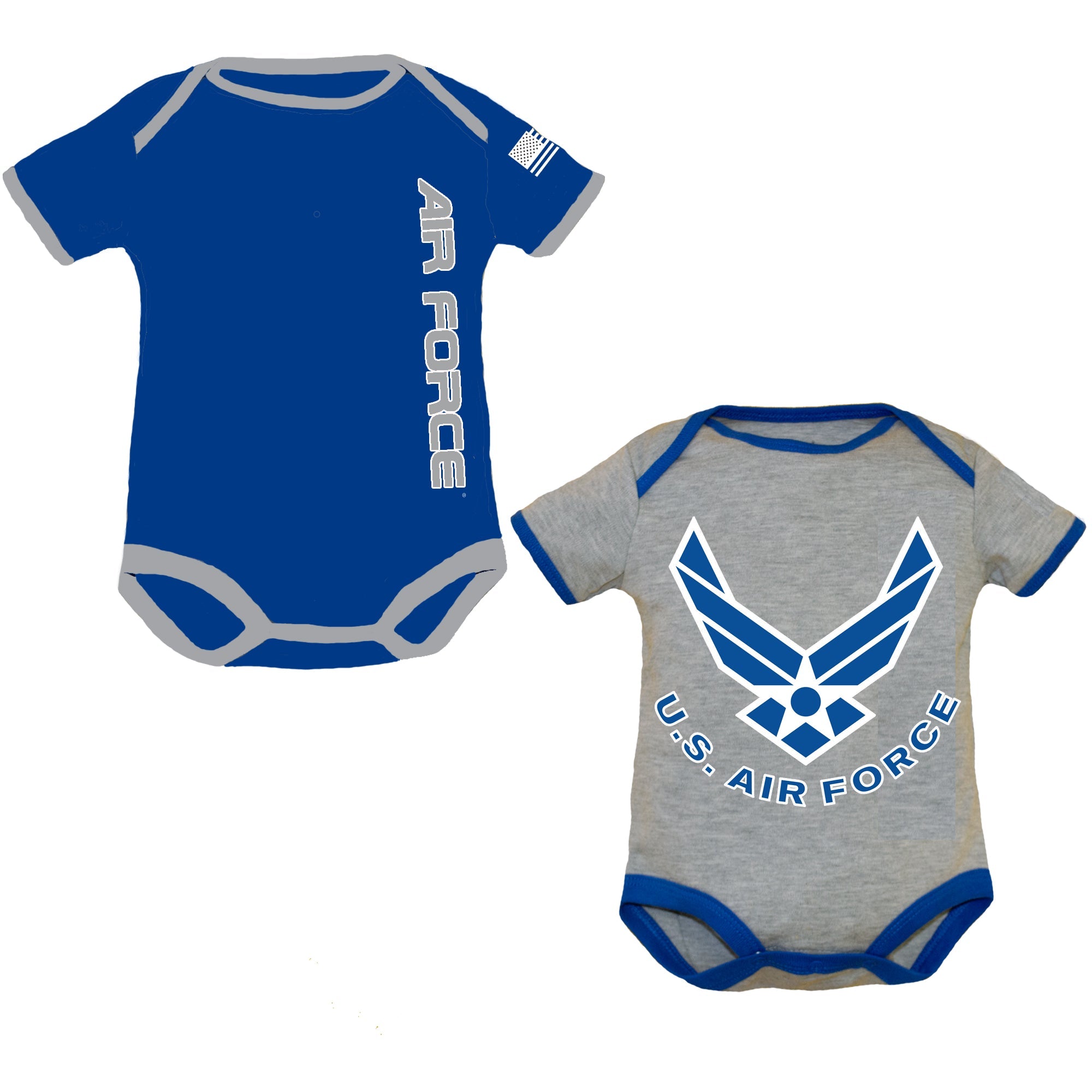 2 PK AIR FORCE INFANT BODYSUIT BLU/GRY 0/3