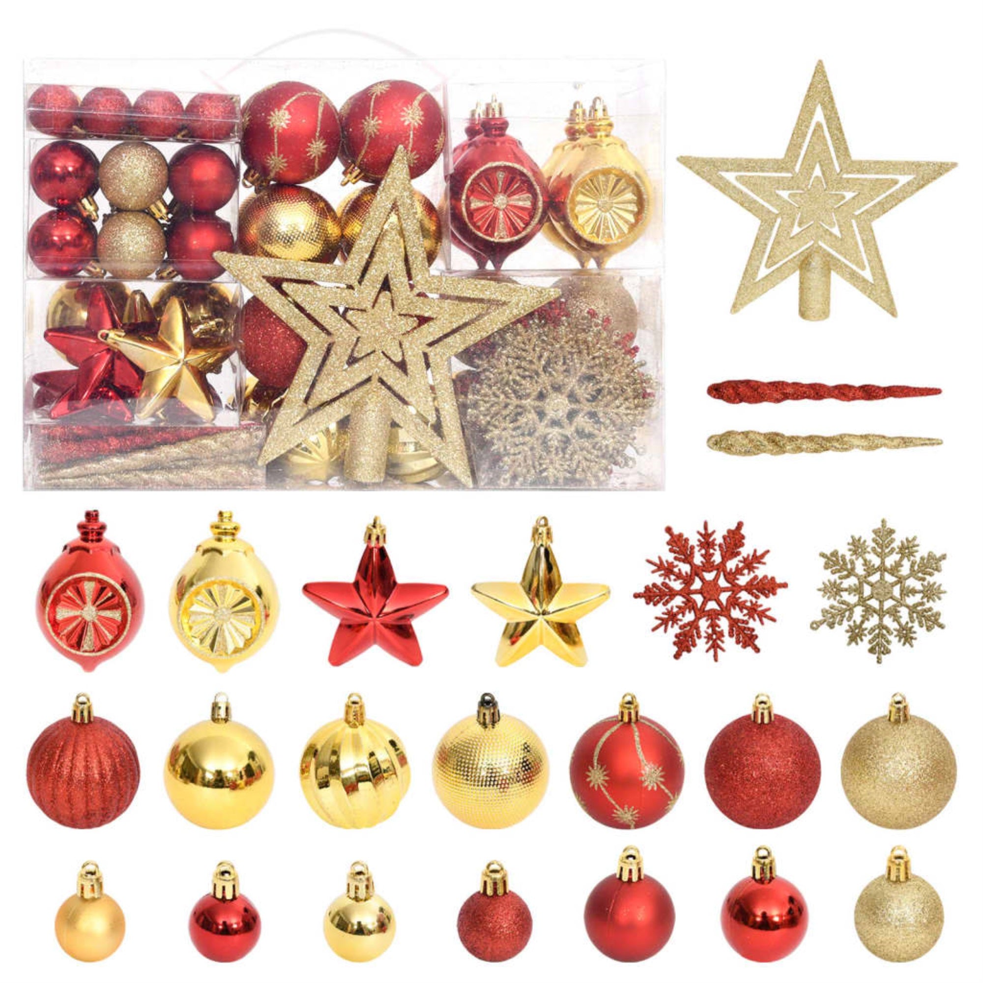 Vidaxl 108 Piece Christmas Bauble Set Gold And Red