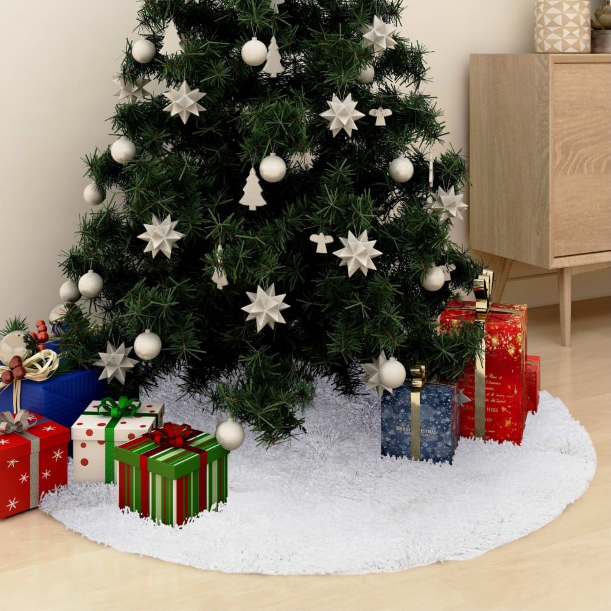 Vidaxl Christmas Tree Skirt White 59.1' Faux Fur