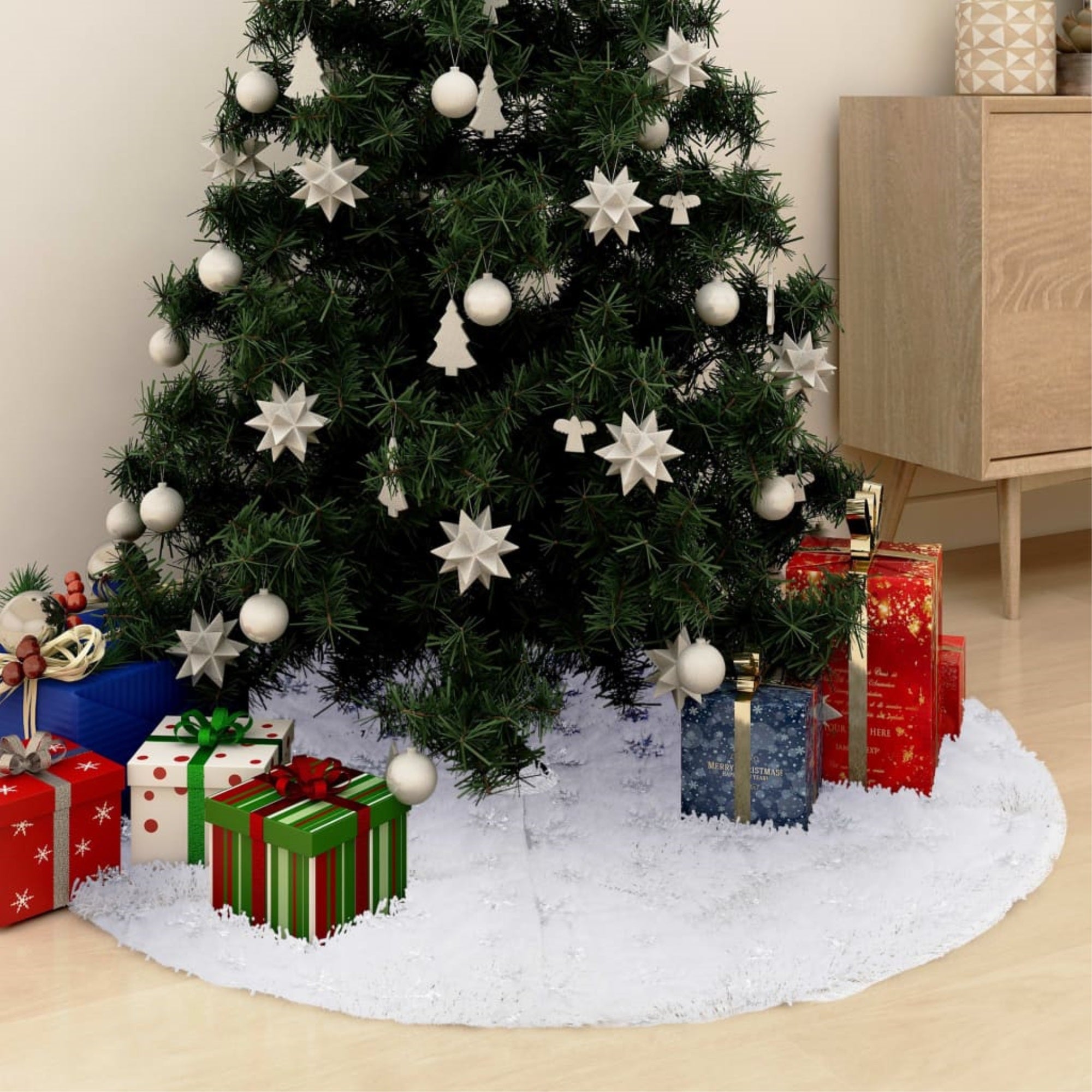 Vidaxl Luxury Christmas Tree Skirt White 48' Faux Fur