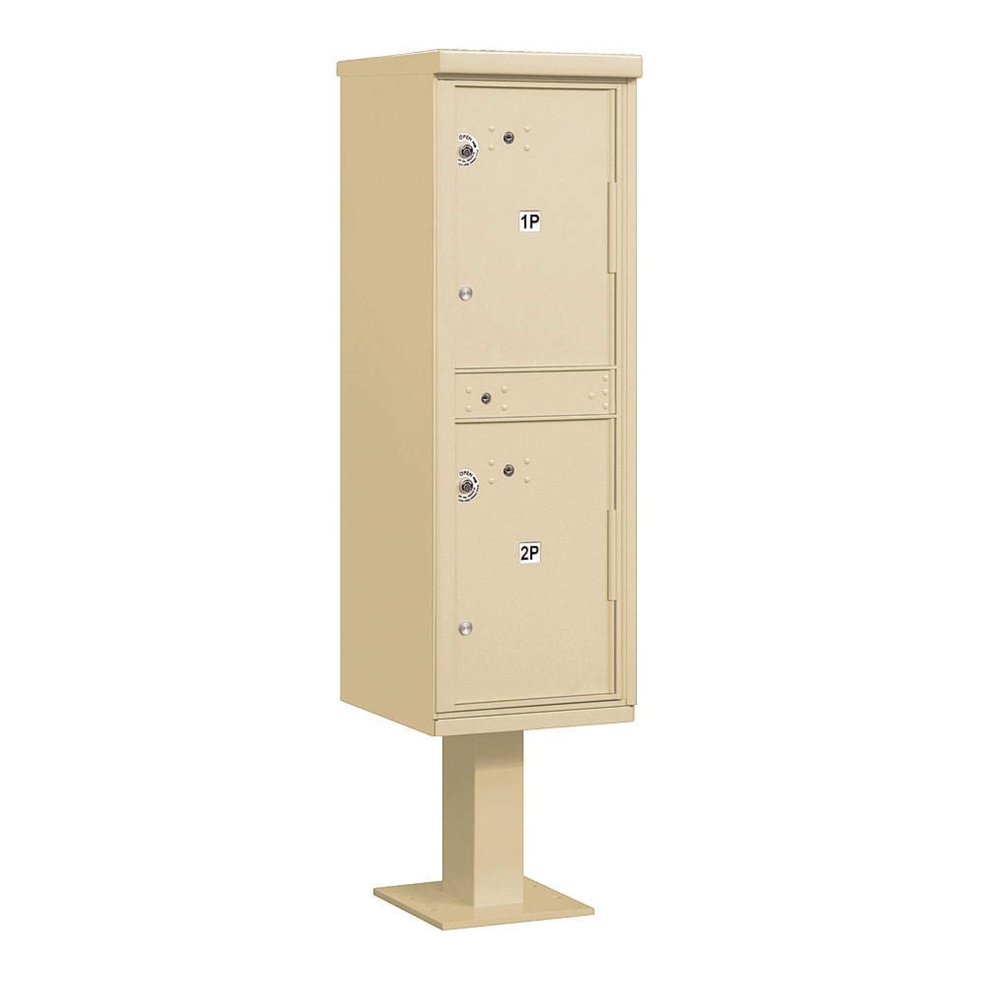 Outdoor Parcel Locker with 2 Compartments in Sandstone with USPS Access  Type I