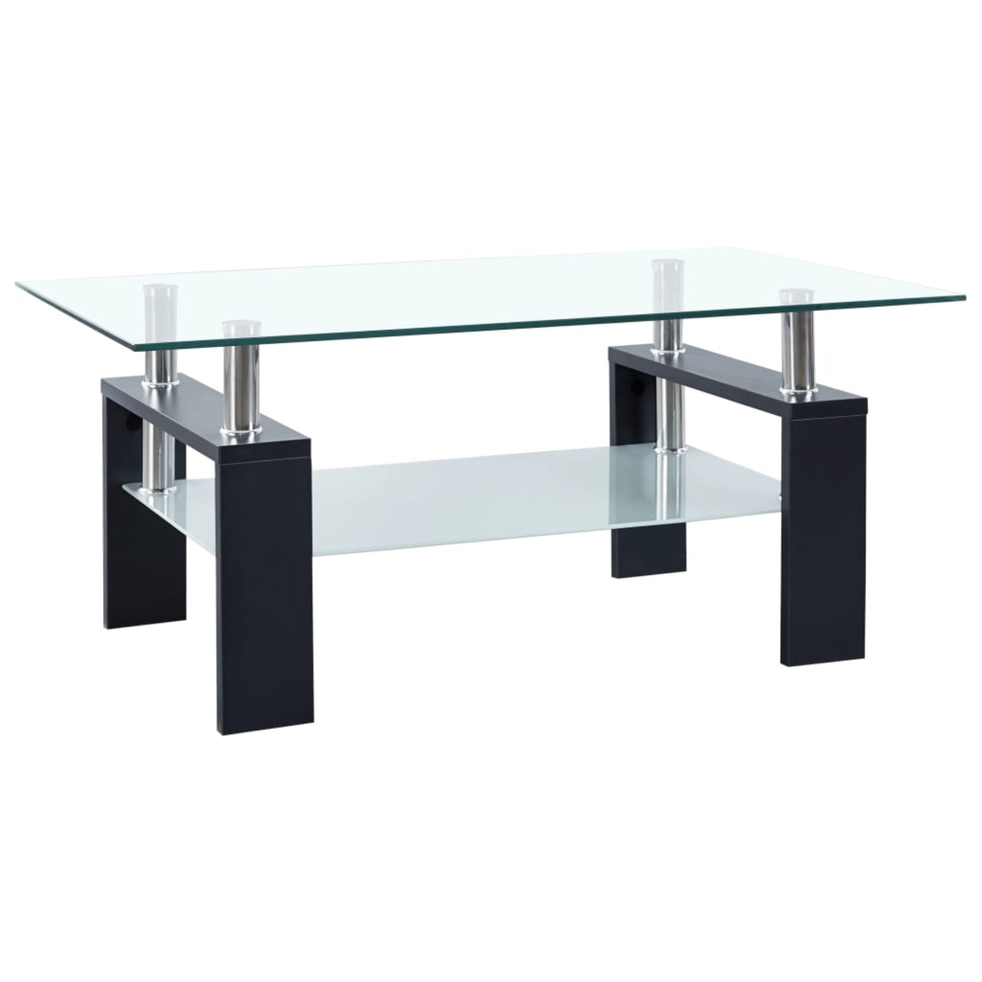 Vidaxl Coffee Table Black And Transparent 37.4'X21.7'X15.7' Tempered Glass