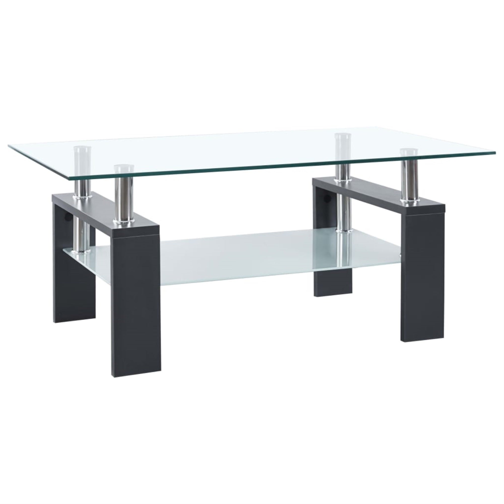 Vidaxl Coffee Table Gray And Transparent 37.4'X21.7'X15.7' Tempered Glass