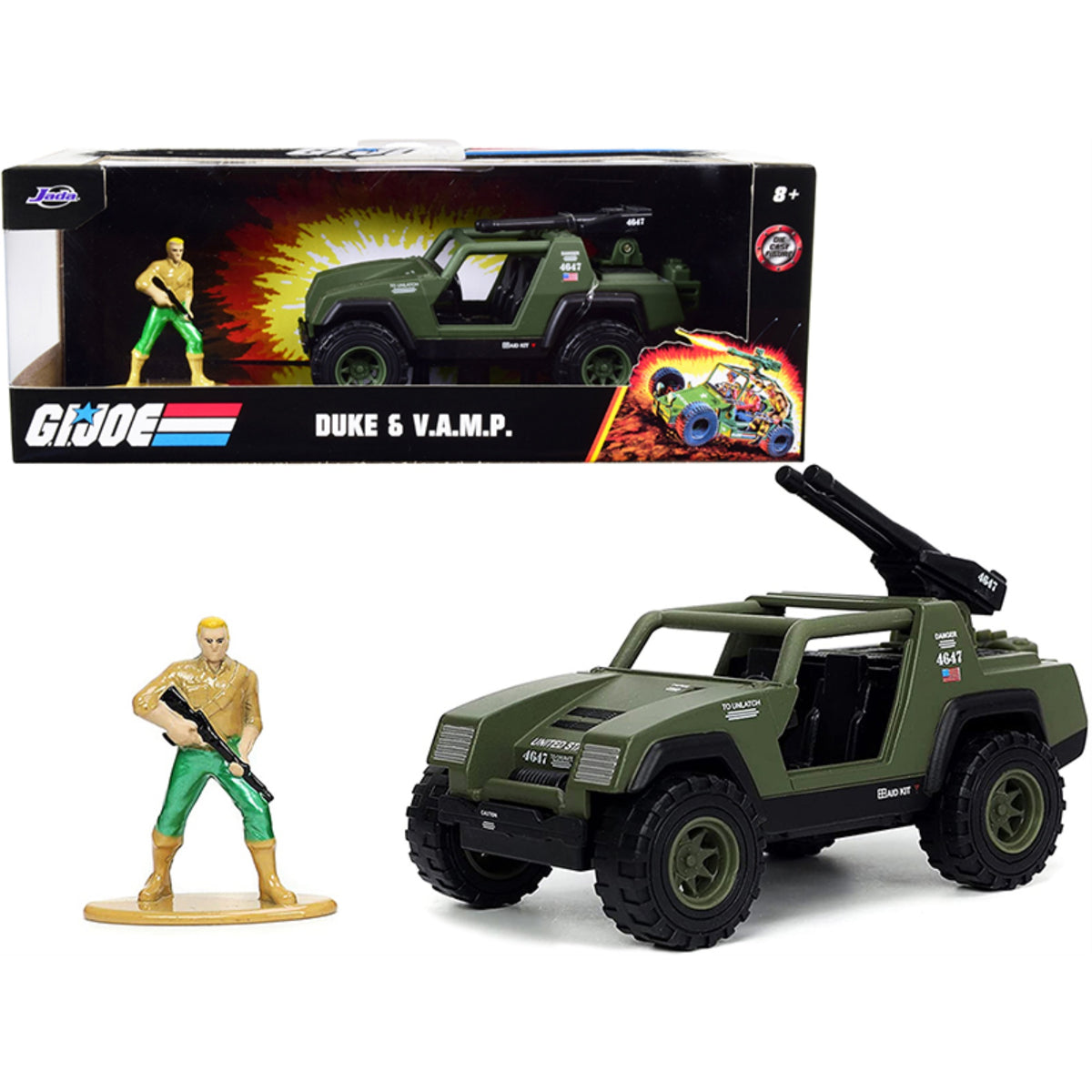 V.A.M.P. Olive Green And Duke Diecast Figurine 'G.I. Joe' 'Hollywood Rides' Series 1/32 Diecast Model Car By Jada