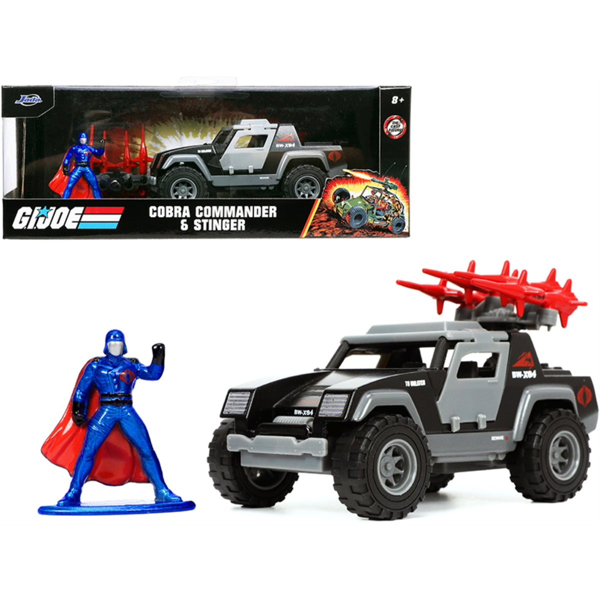 Stinger With Missile Launcher And Cobra Commander Diecast Figurine 'G.I. Joe' 'Hollywood Rides' Series 1/32 Diecast Model Car By Jada