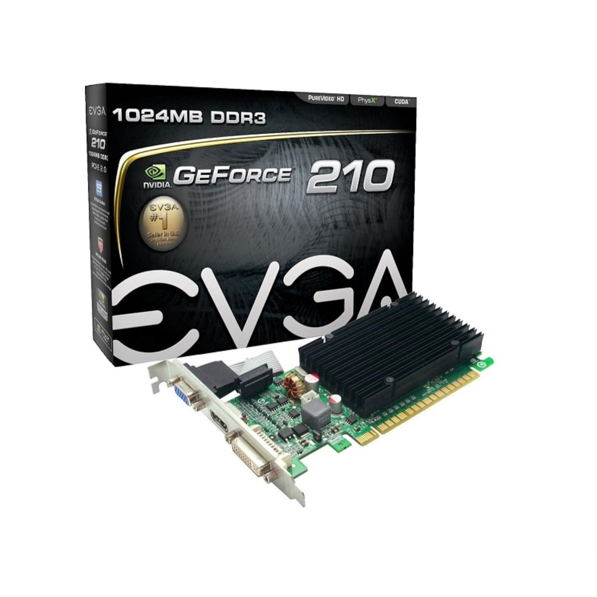 1GB EVGA GeForce 210 DDR3 HDMI VGA DVI PCI Express 2.0 x16 01G-P3-1313-KR Graphics Card