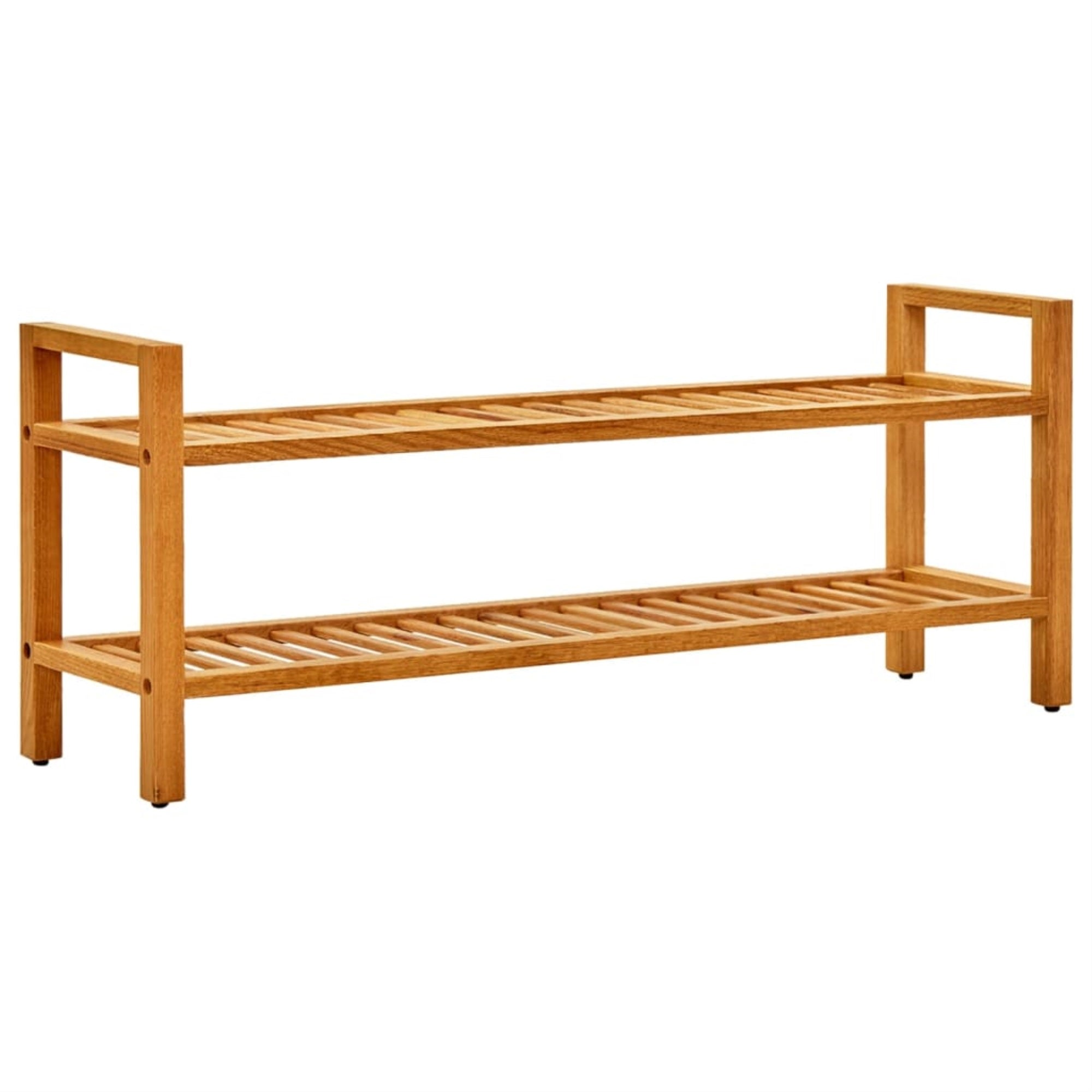 Vidaxl Shoe Rack With 2 Shelves 39.3'X10.6'X15.7' Solid Oak Wood