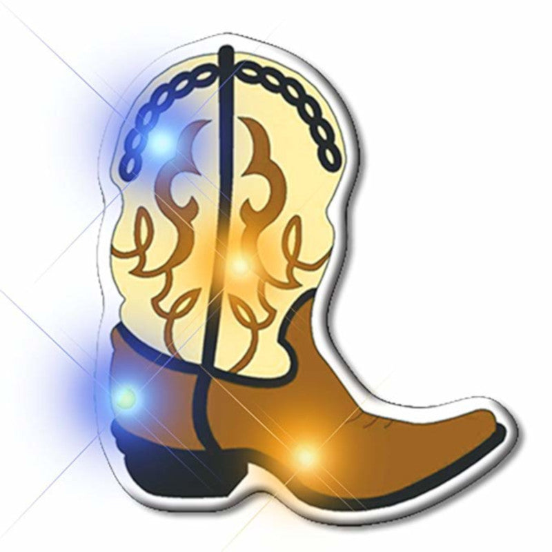 Brown Cowboy Boot Flashing Body Light Lapel Pins