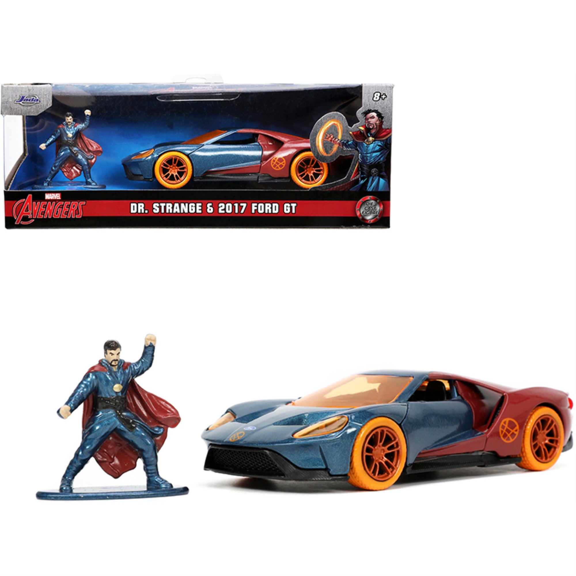 2017 Ford Gt And Doctor Strange Diecast Figurine 'Avengers' 'Marvel' Series 'Hollywood Rides' 1/32 Diecast Model Car By Jada
