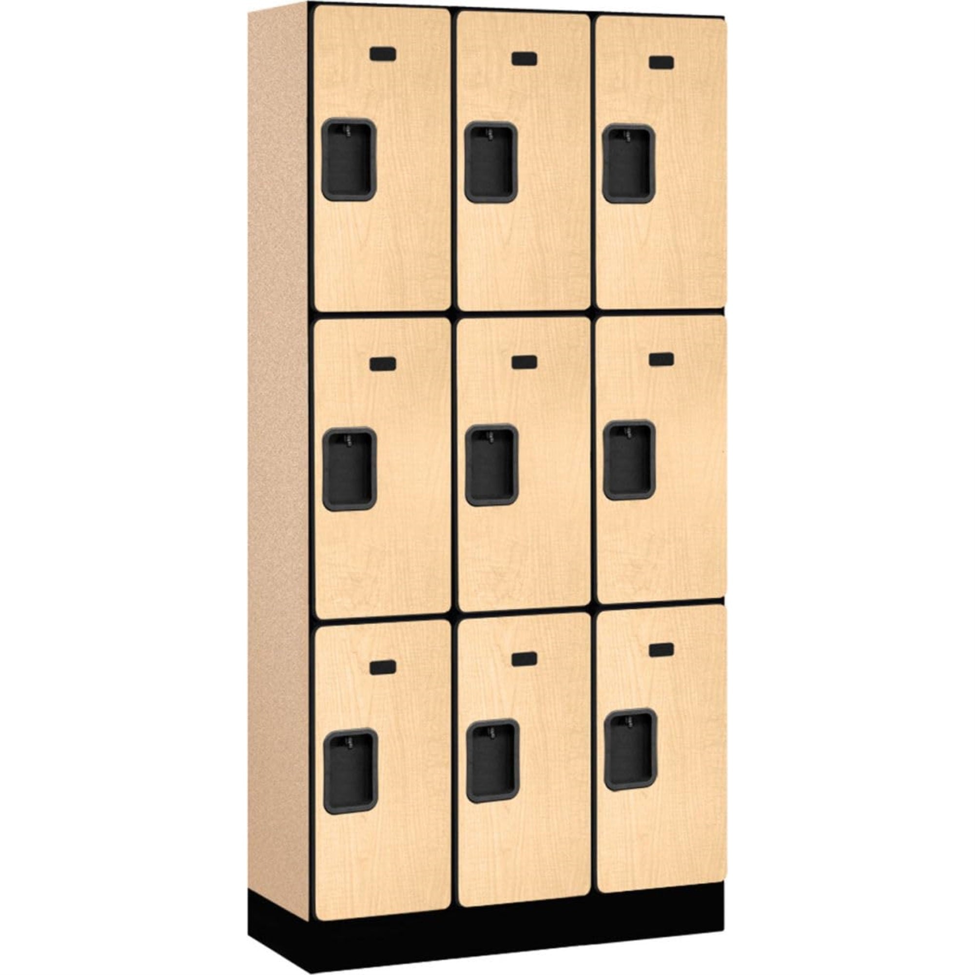 12″ Wide Triple Tier Designer Wood Locker - 3 Wide - 6 Feet High - 15 Inches Deep - Maple