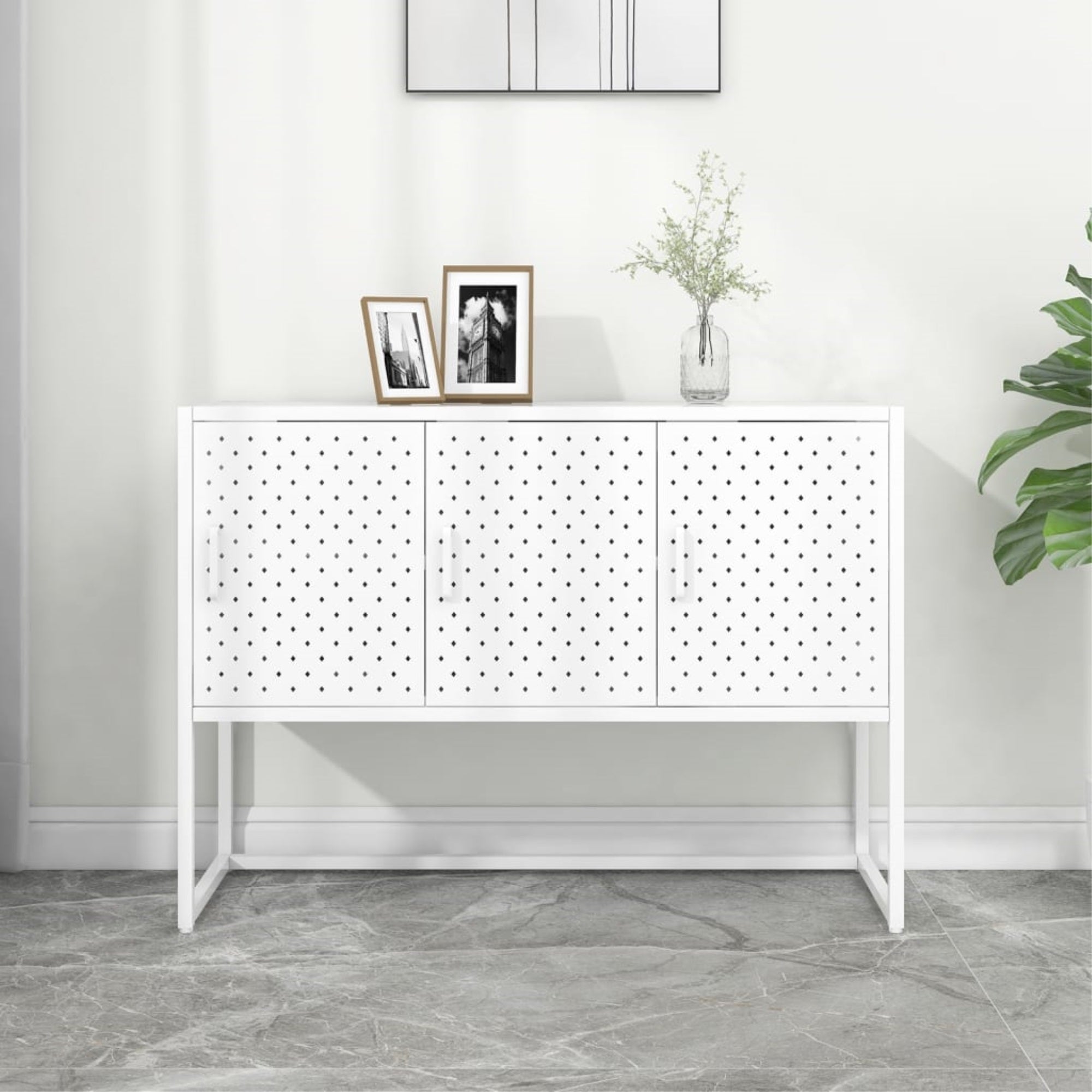 Vidaxl Sideboard White 41.3'X13.8'X29.5' Steel