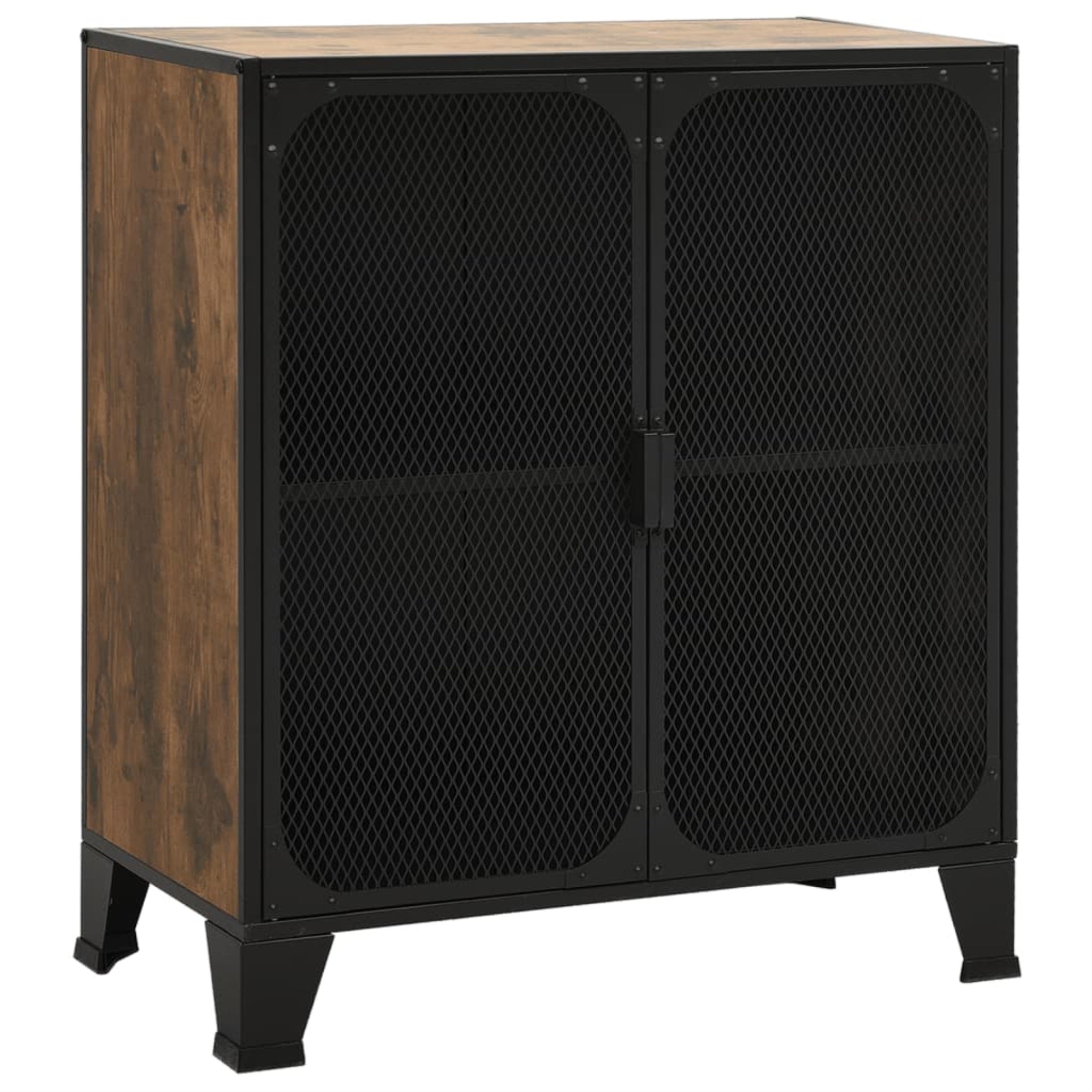 Vidaxl Storage Cabinet Rustic Brown 28.3'X14.2'X32.3' Metal And Mdf